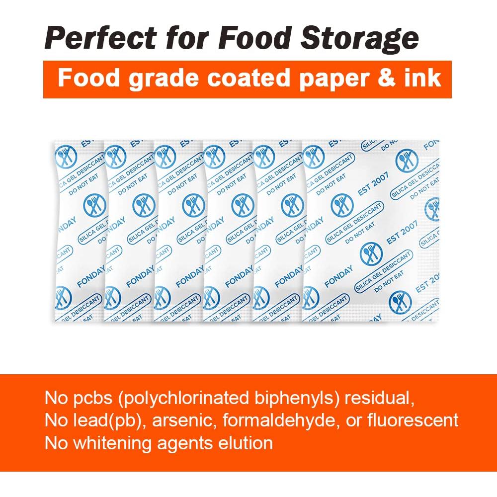 100 Paquetes de Gel de Sílice Grado Alimenticio Fonday 1 Gramo