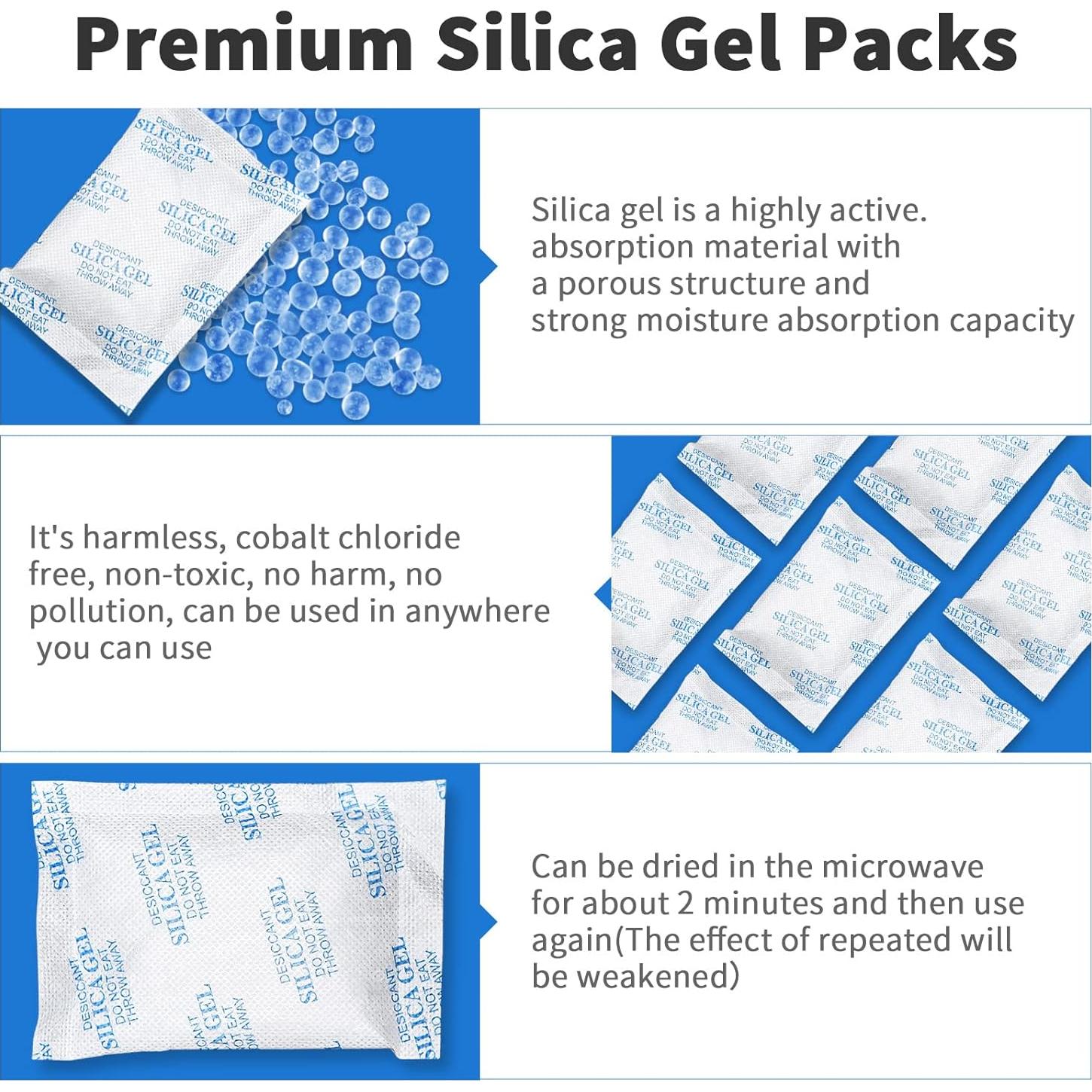 Paquetes de Gel de Sílice 20g - 80 Pcs Desecante Seguro para Alimentos