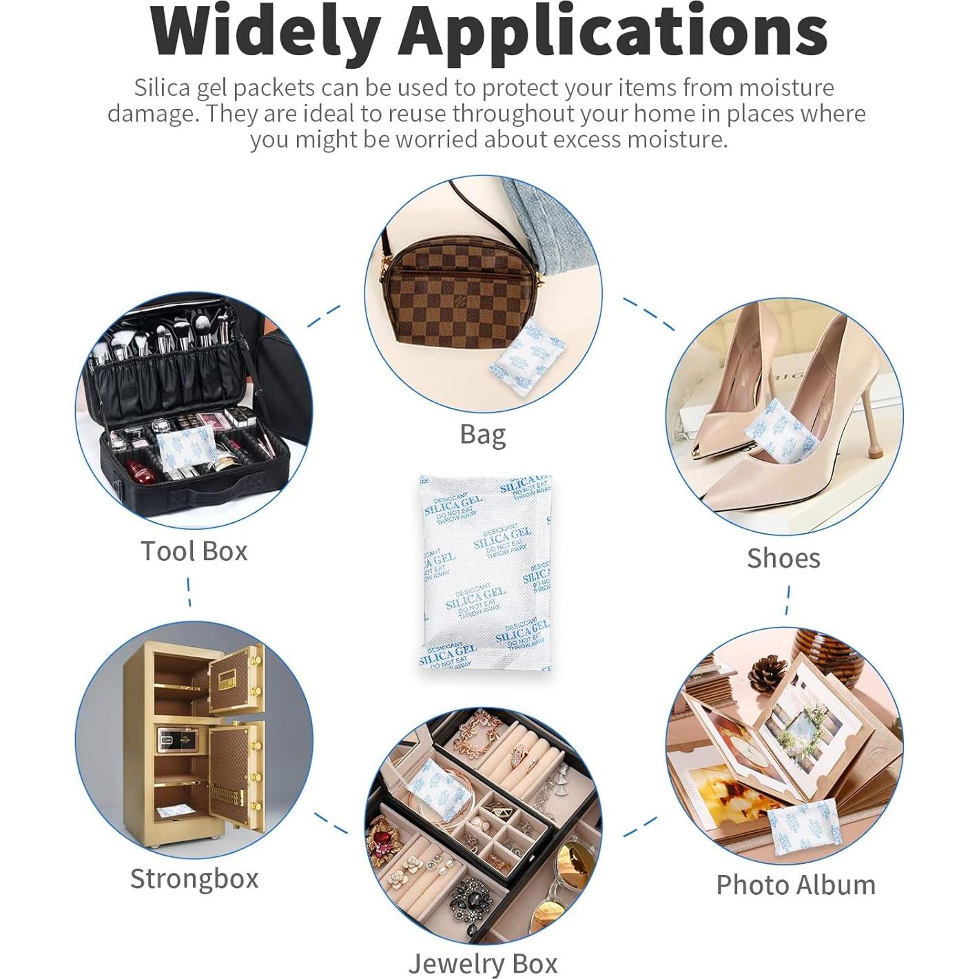 Paquetes de Gel de Sílice 20g - 80 Pcs Desecante Seguro para Alimentos