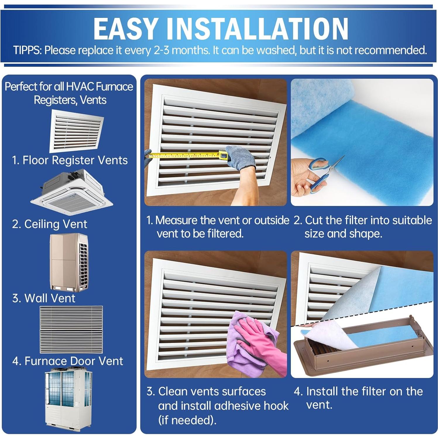 Filtros de Ventilación UBeesize 12x120 cm, MERV 8, 50+ Filtros