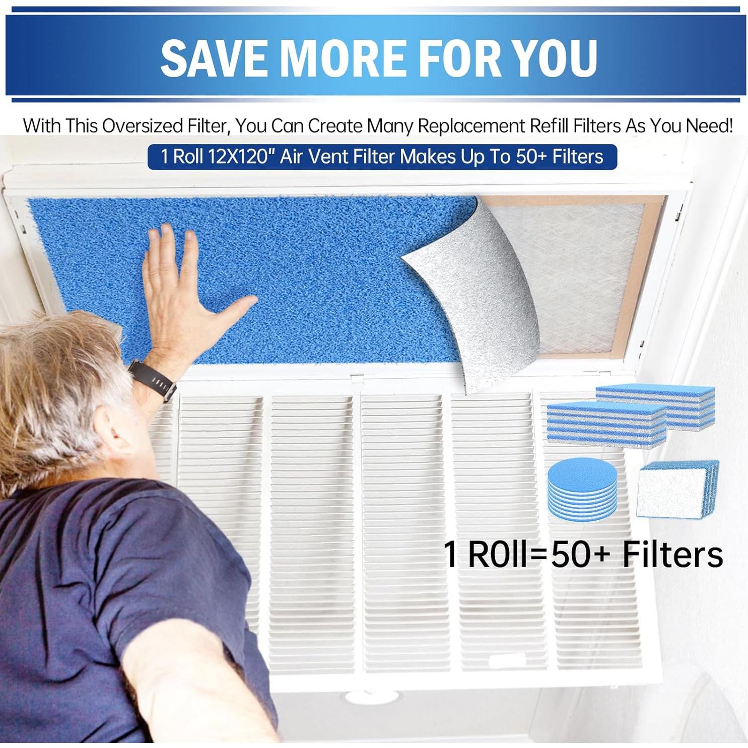 Filtros de Ventilación UBeesize 12x120 cm, MERV 8, 50+ Filtros