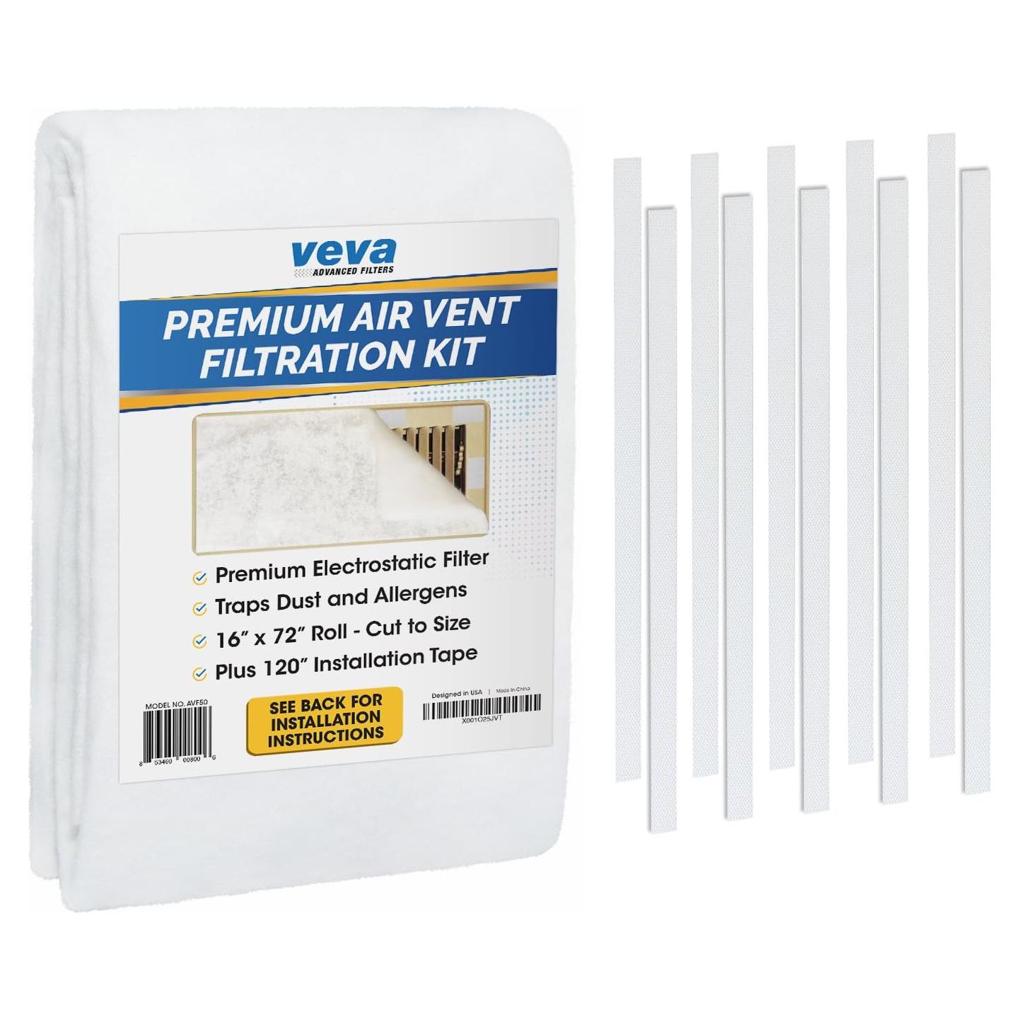 Filtros de Ventilación VEVA 16x72" (40.64x182.88 cm) Kit Personalizable