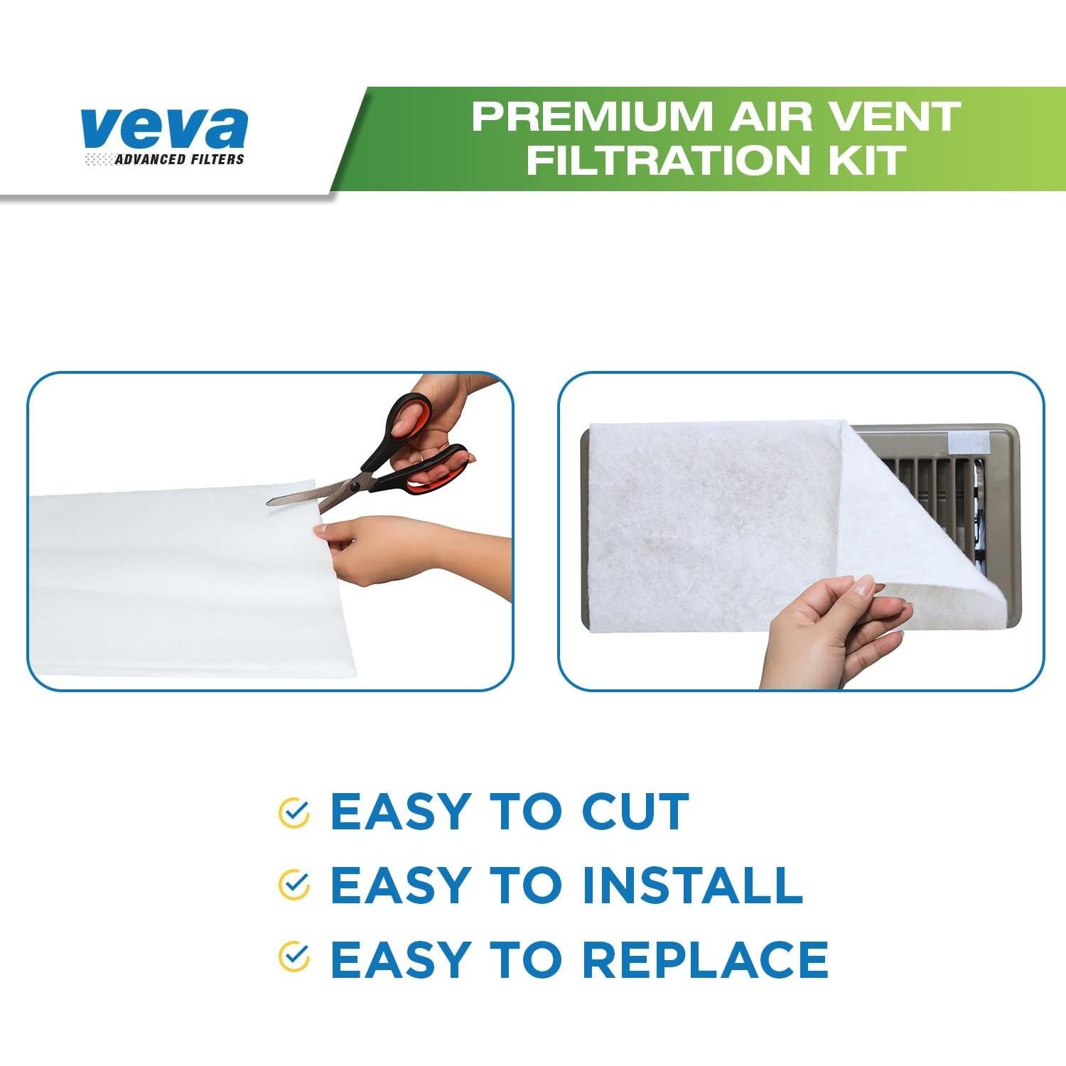 Filtros de Ventilación VEVA 16x72" (40.64x182.88 cm) Kit Personalizable