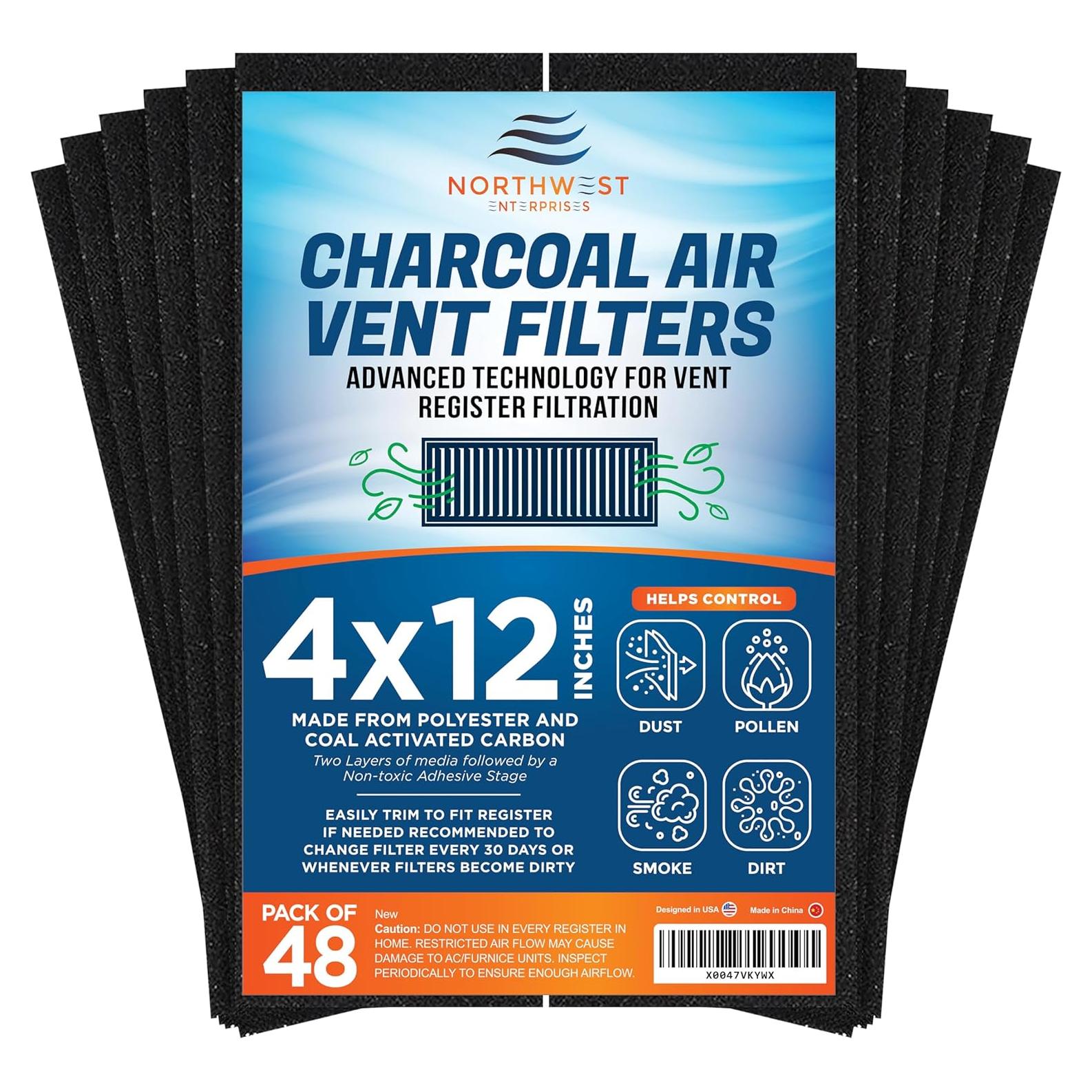 Filtros de Ventilación de Carbón Activado 4x30 cm - 48 Paquete