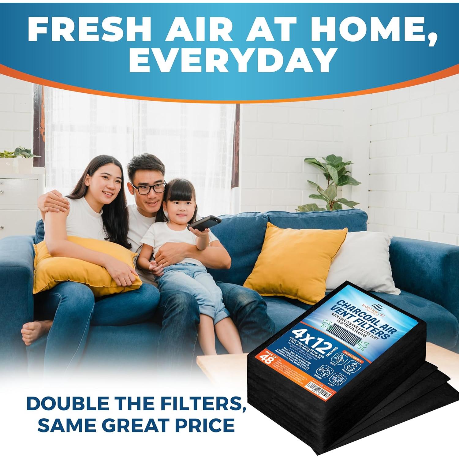 Filtros de Ventilación de Carbón Activado 4x30 cm - 48 Paquete