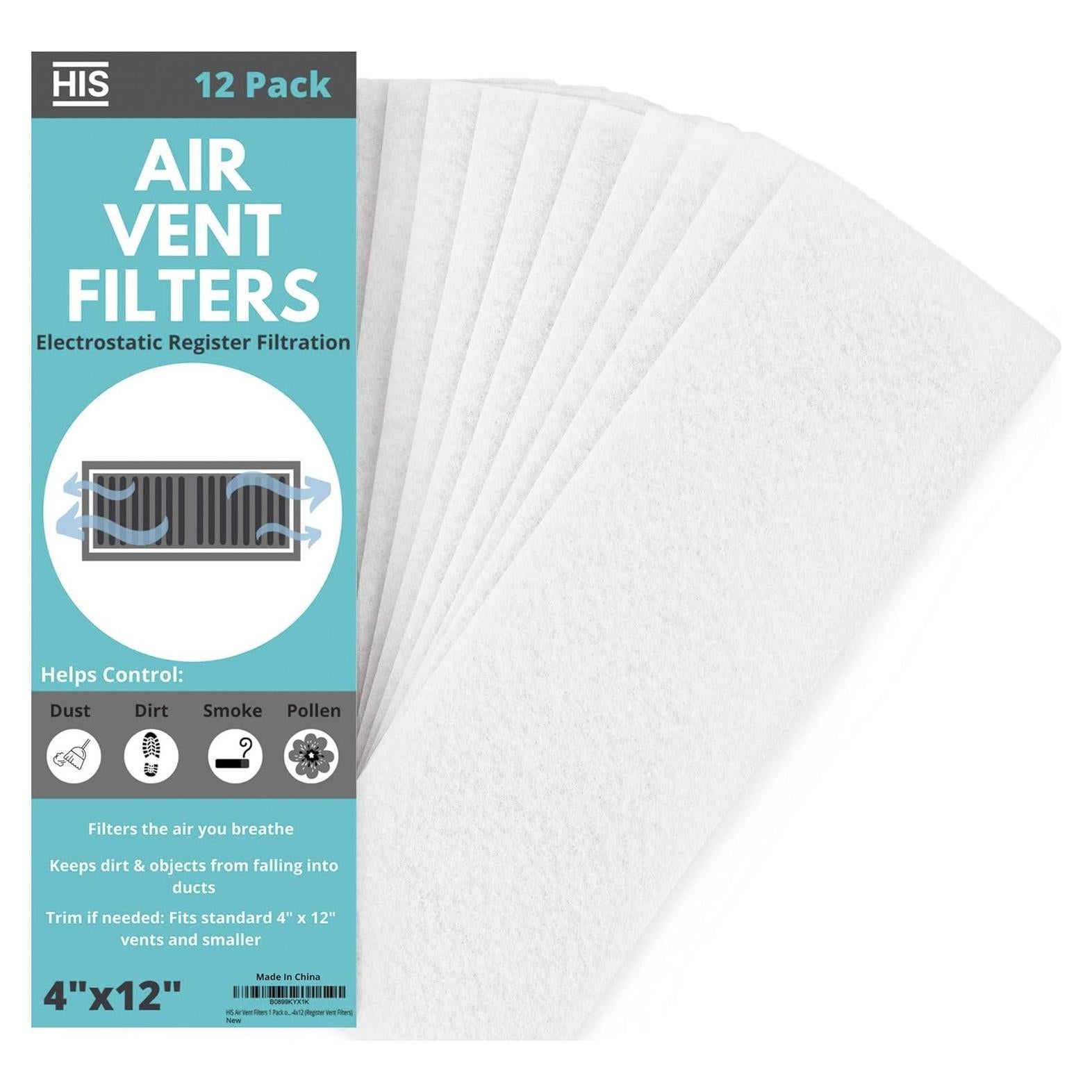 Filtros de Ventilación de Aire HIS AVFH- 12 Unidades 10.16x30.48cm