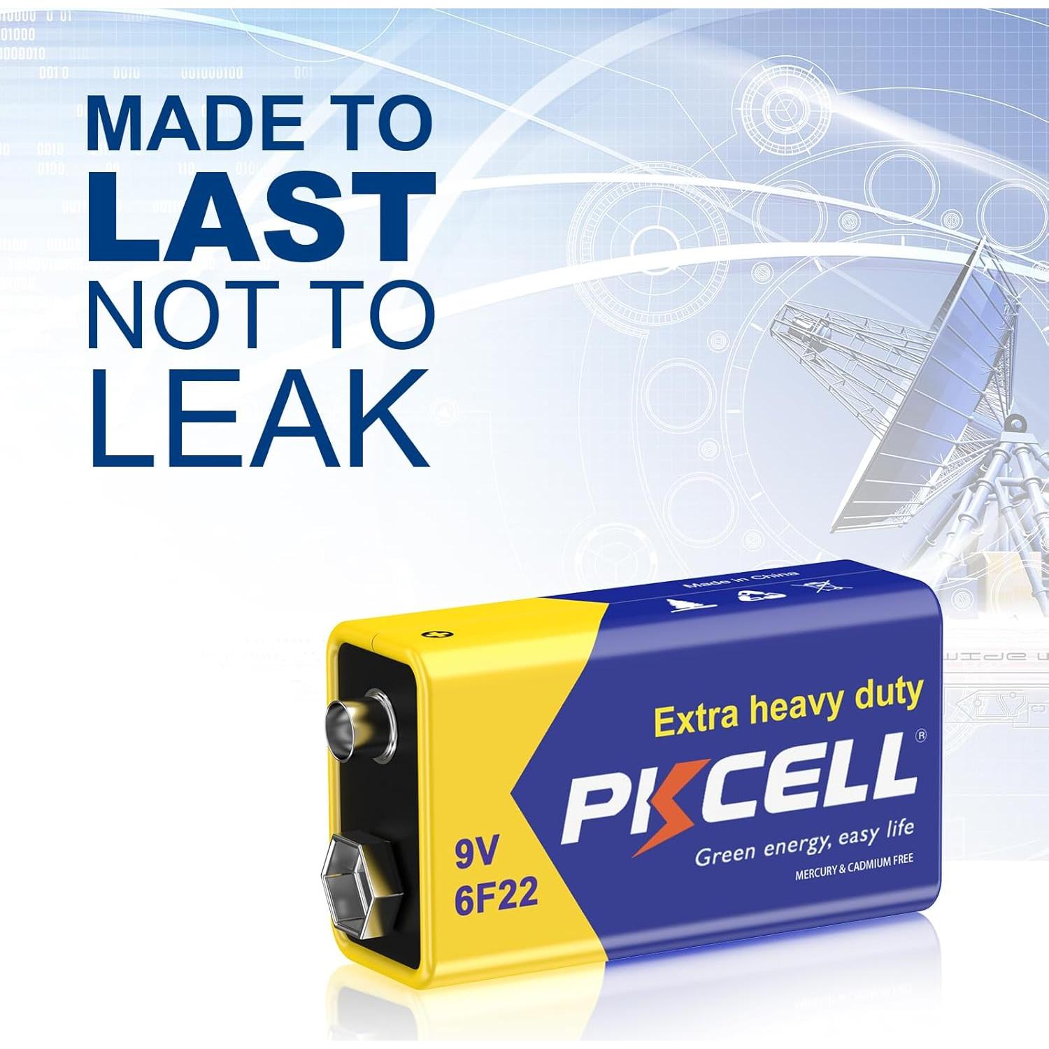 Batería PKCELL 9V Carbono Zinc 6F22 Ultra Duradera 2 Piezas