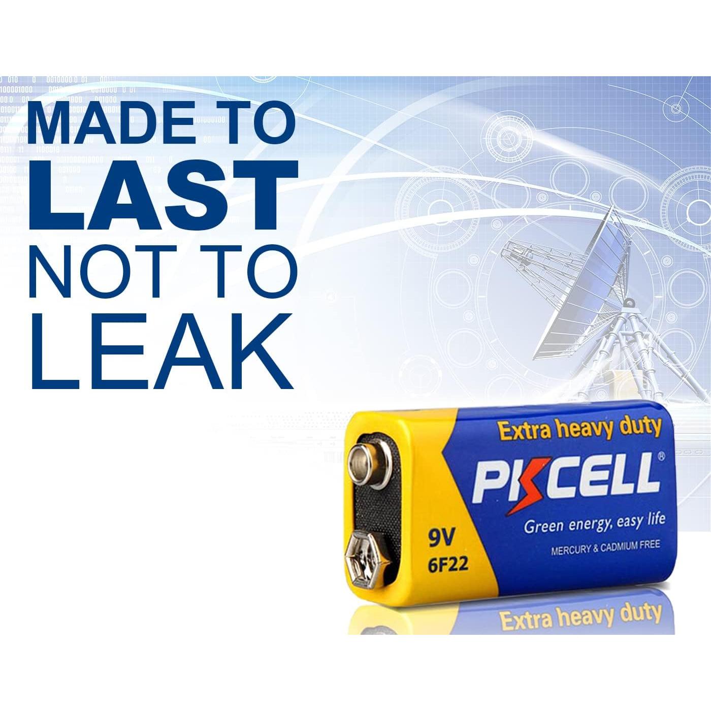 Batería 9V PKCELL 6F22 Carbono Zinc Ultra Duradera - Paquete de 10