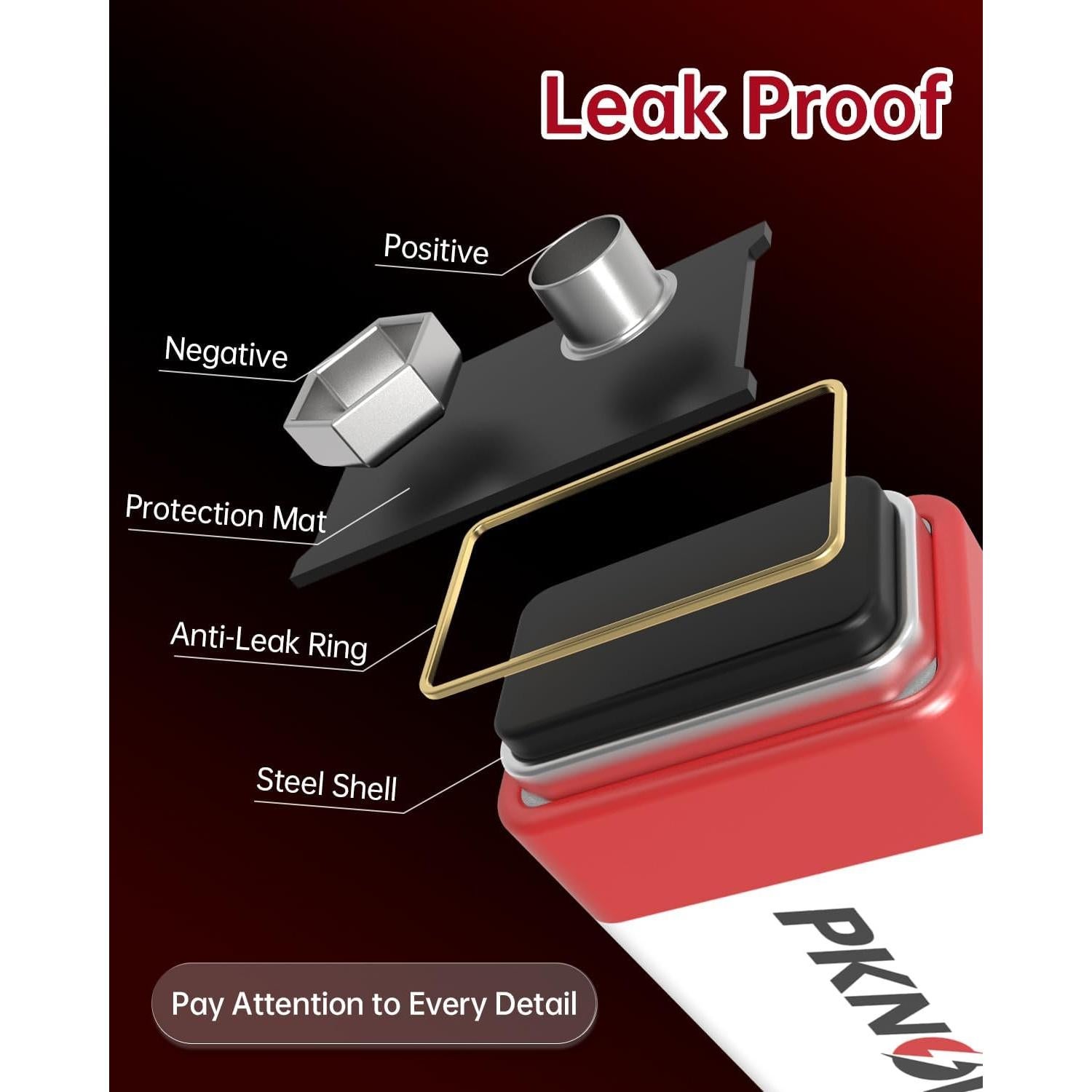 Baterías 9V PKNOVA 6F22 Cuadradas Duraderas - Paquete de 4