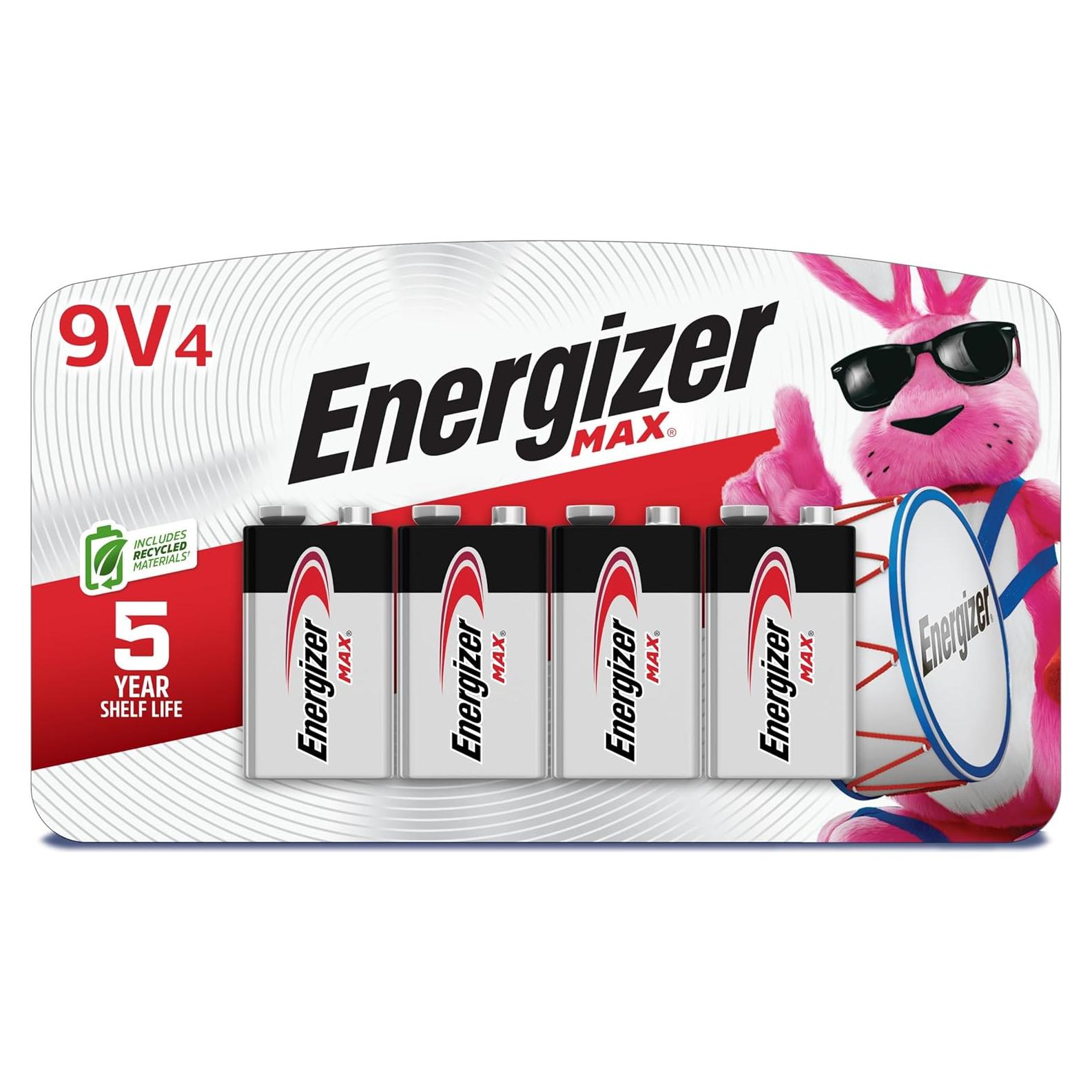 Baterías Alcalinas Energizer MAX 9V - Paquete de 4 Unidades