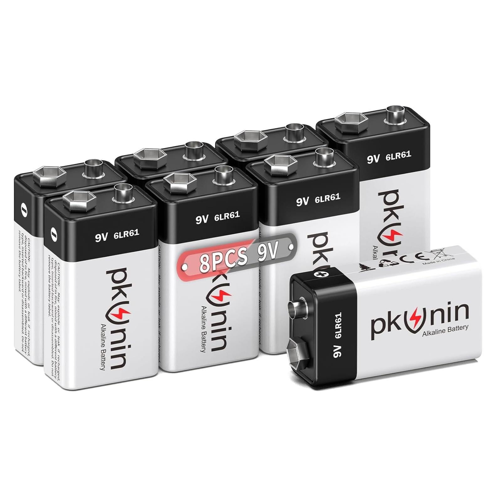 Baterías Alcalinas 9V PKUNIN 8 Unidades Larga Duración