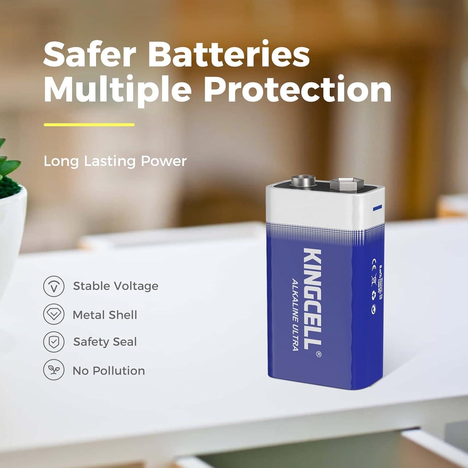 Baterías KINGCELL 9V Paquete de 4 Alcalinas de Alto Rendimiento