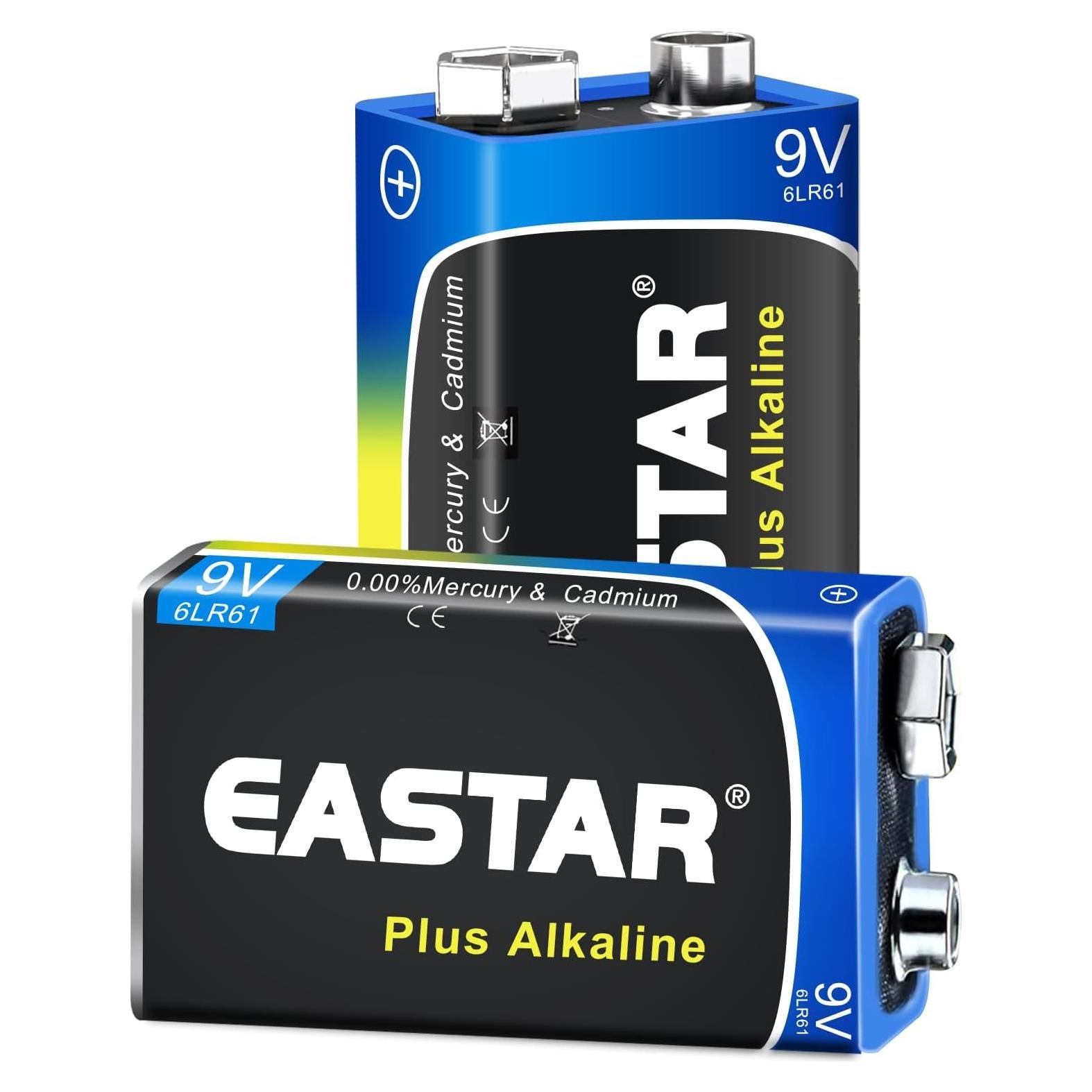 Baterías Alcalinas 9V Eastar - Paquete de 2, Larga Duración
