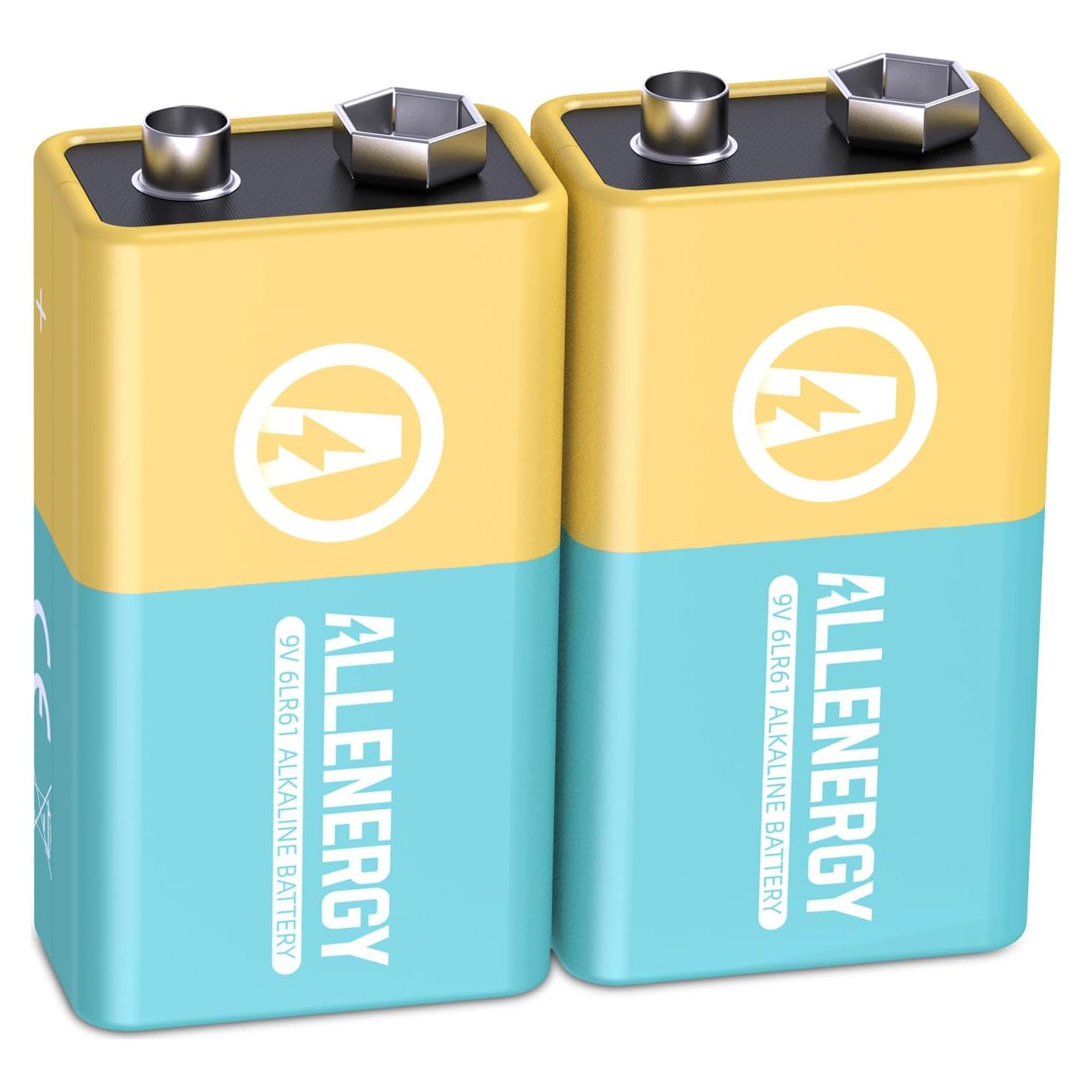 Baterías Alcalinas 9V ALLENERGY Paquete de 2 Larga Duración