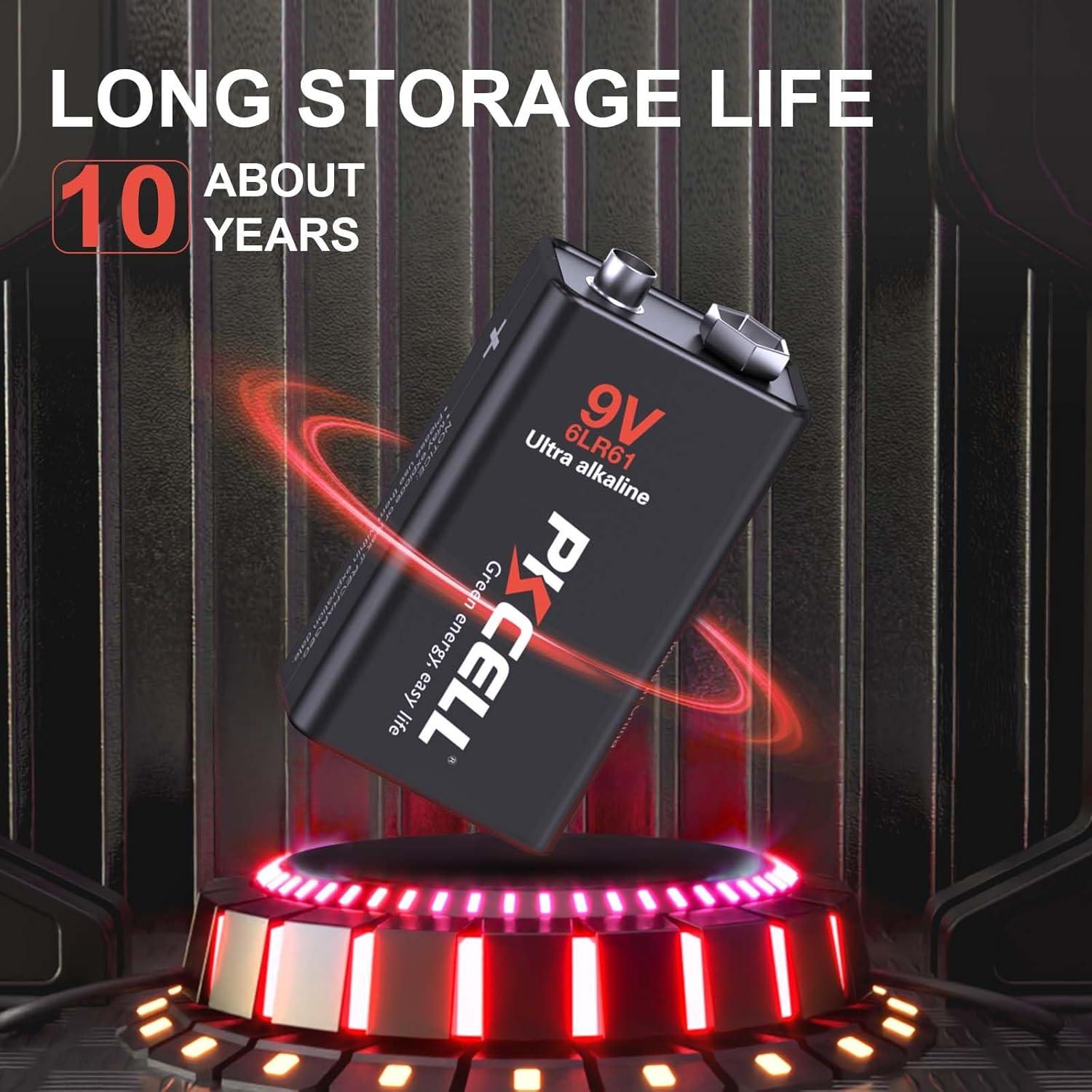 Baterías de 9V PKCELL Alcalinas Ultra Duraderas - 12 Unidades