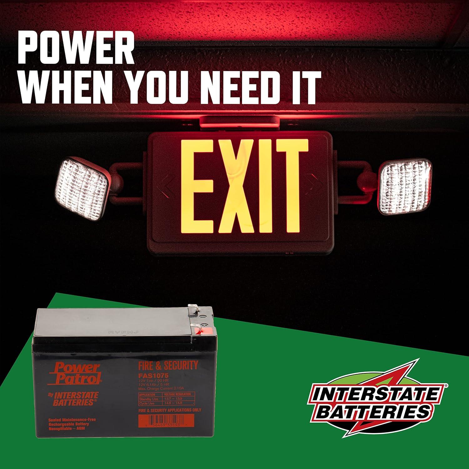 Batería Recargable 12V 7Ah Interstate FAS1075 para Seguridad