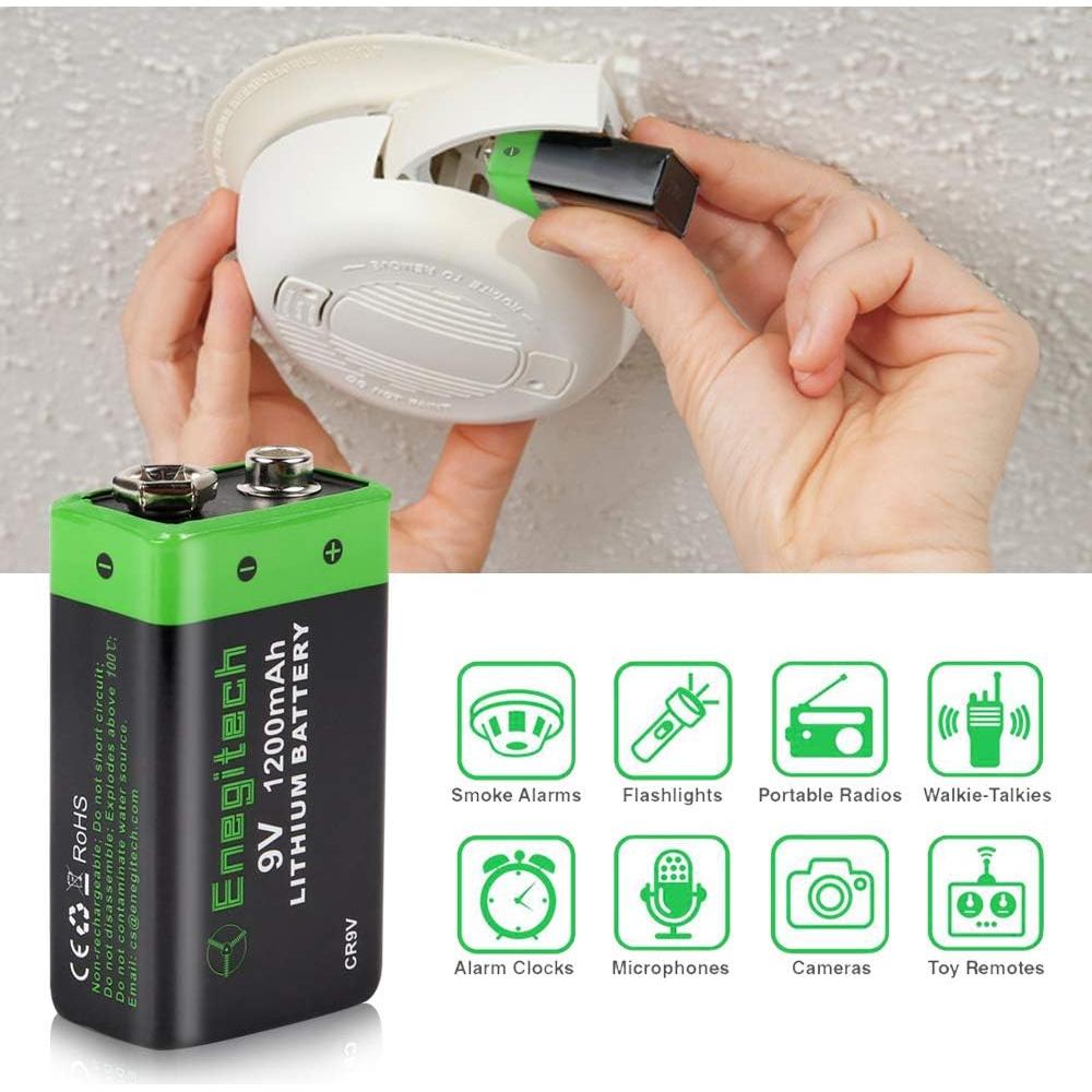 Batería de Litio 9V Enegitech 1200mAh Paquete de 8 Unidades