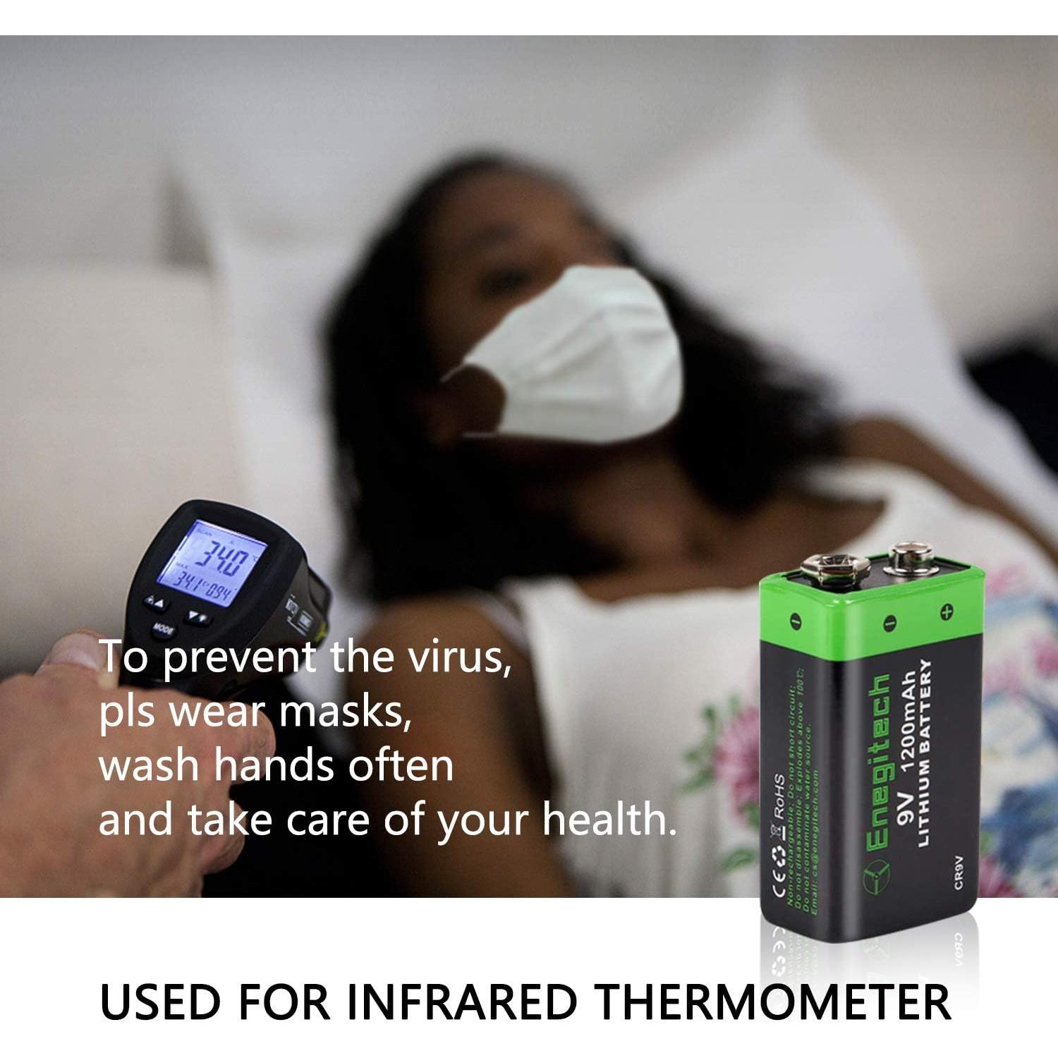 Batería de Litio 9V Enegitech 1200mAh Paquete de 8 Unidades