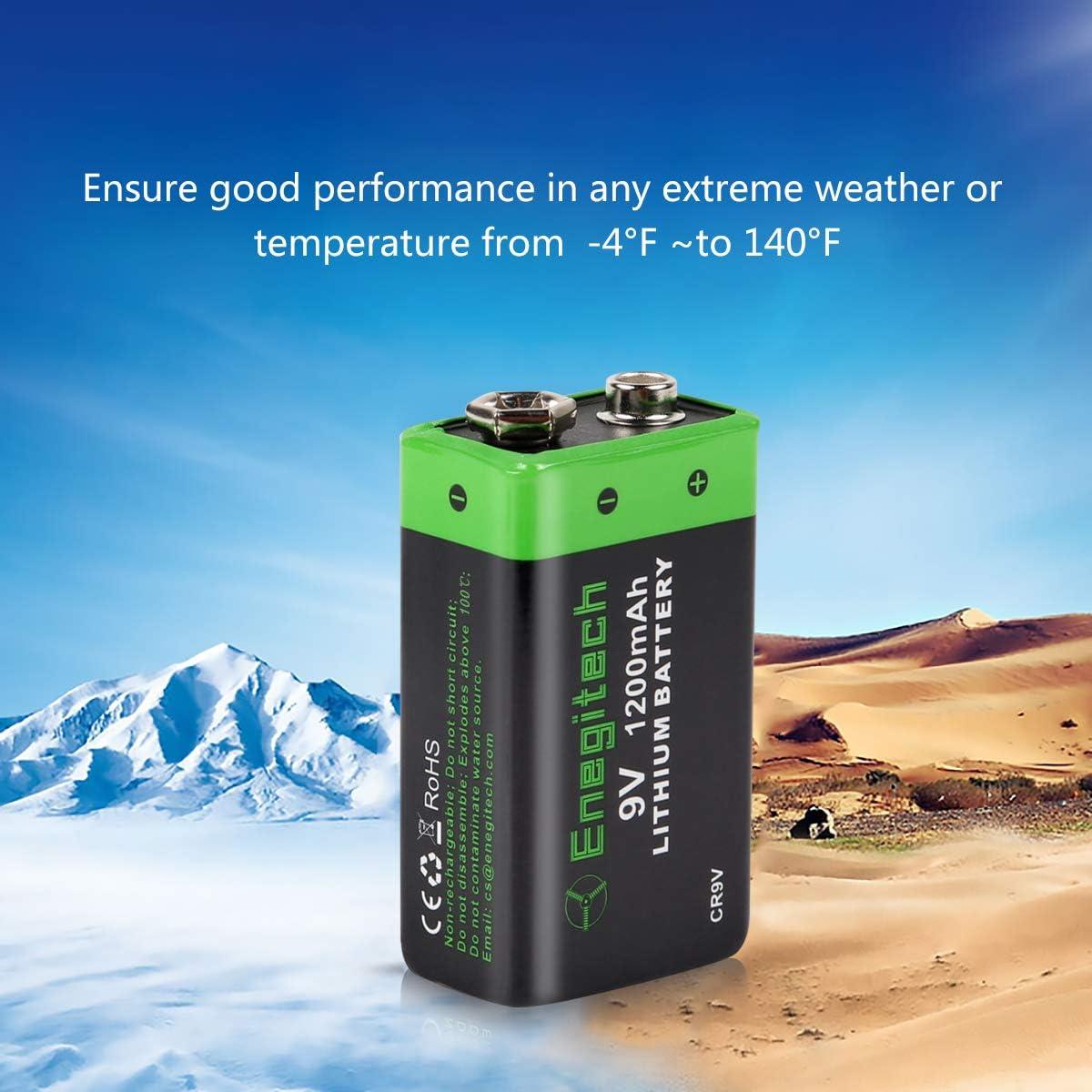 Batería de Litio 9V Enegitech 1200mAh Paquete de 8 Unidades