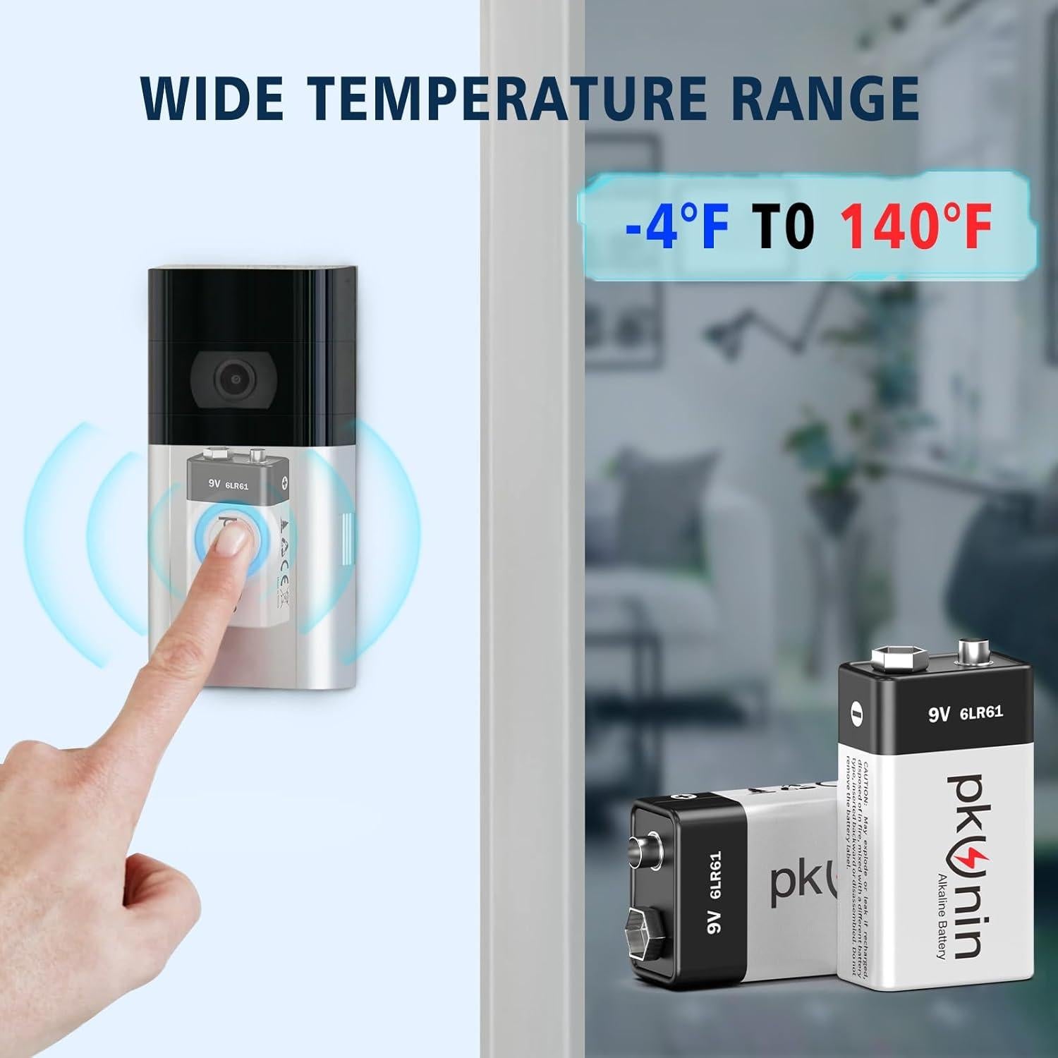 Baterías Alcalinas 9V PKUNIN Paquete de 12 Larga Duración