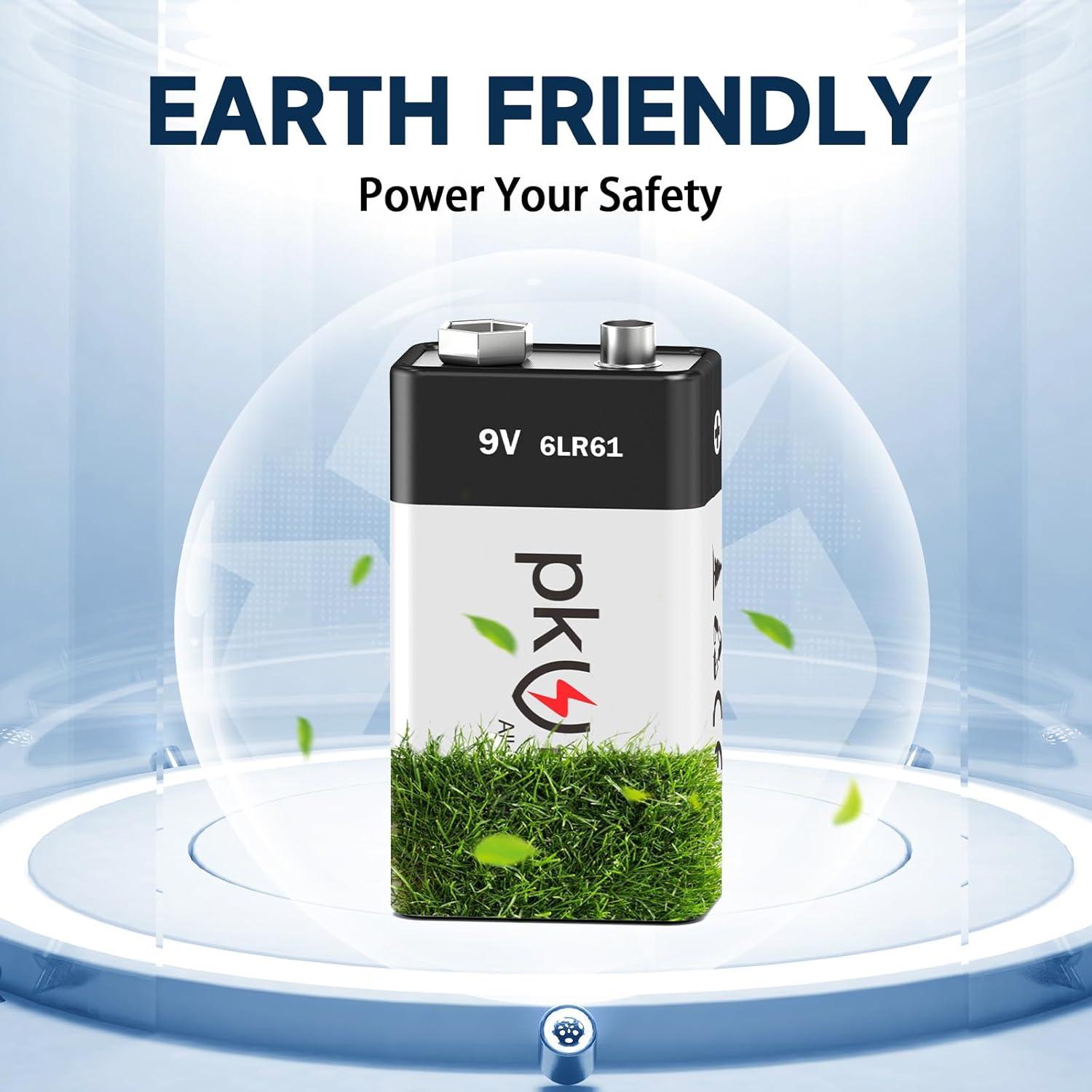 Baterías Alcalinas 9V PKUNIN Paquete de 12 Larga Duración