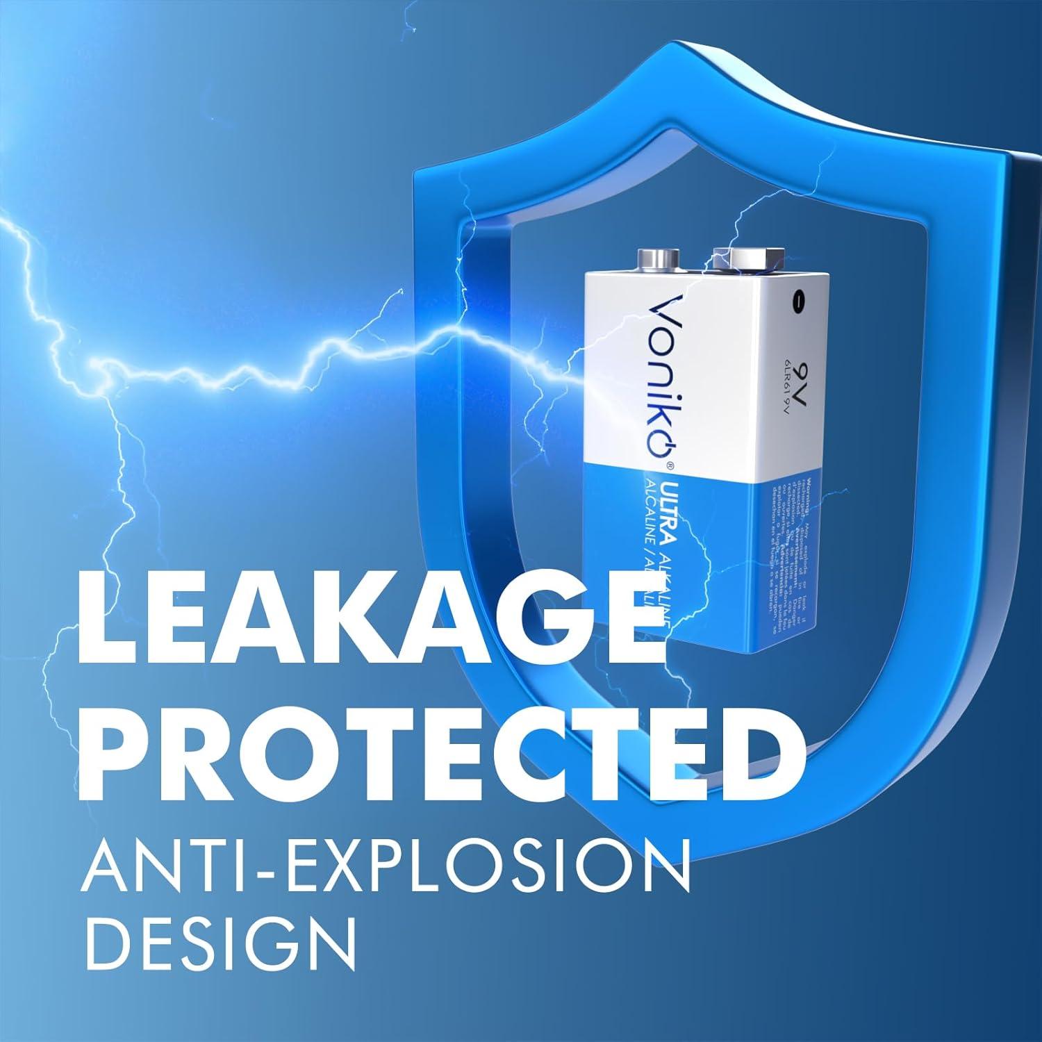 Baterías Alcalinas 9V Voniko - Paquete de 8 Unidades Ultra Duraderas