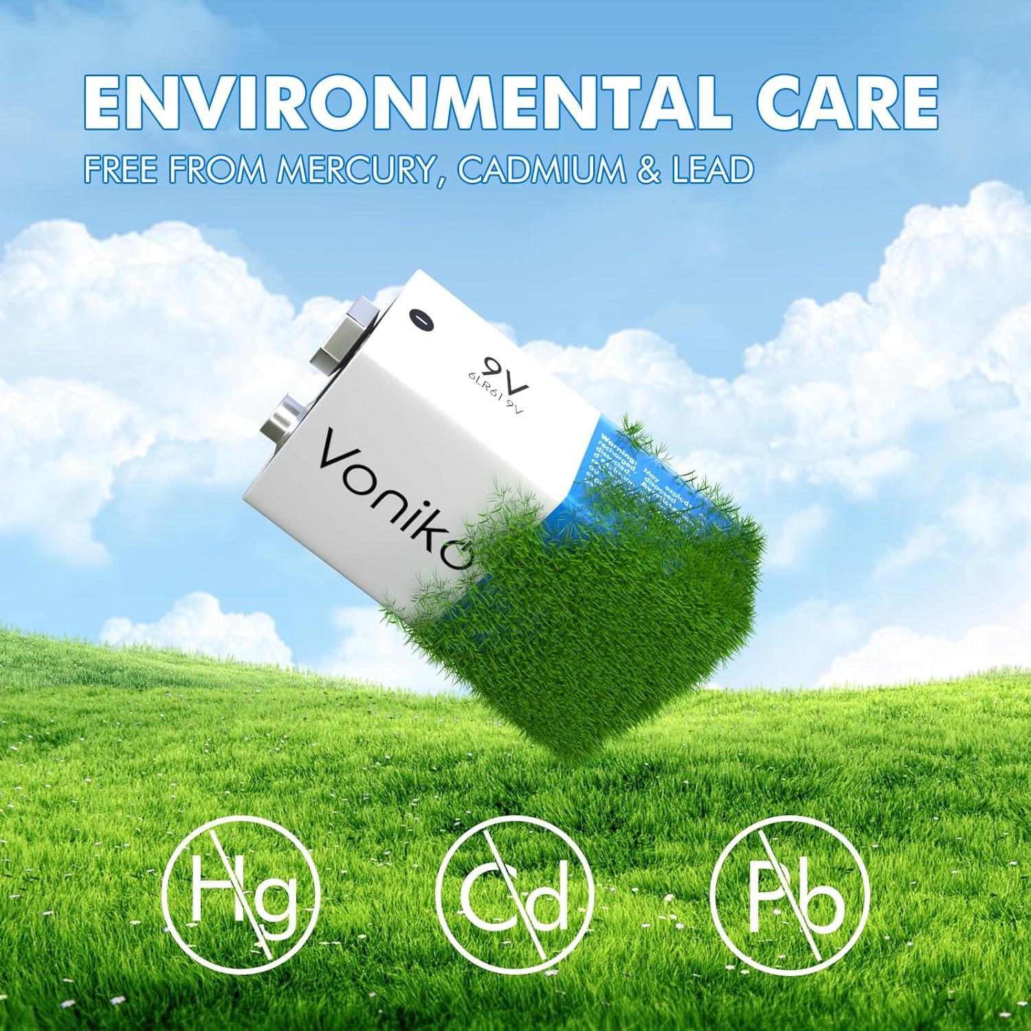 Baterías Alcalinas 9V Voniko - Paquete de 8 Unidades Ultra Duraderas