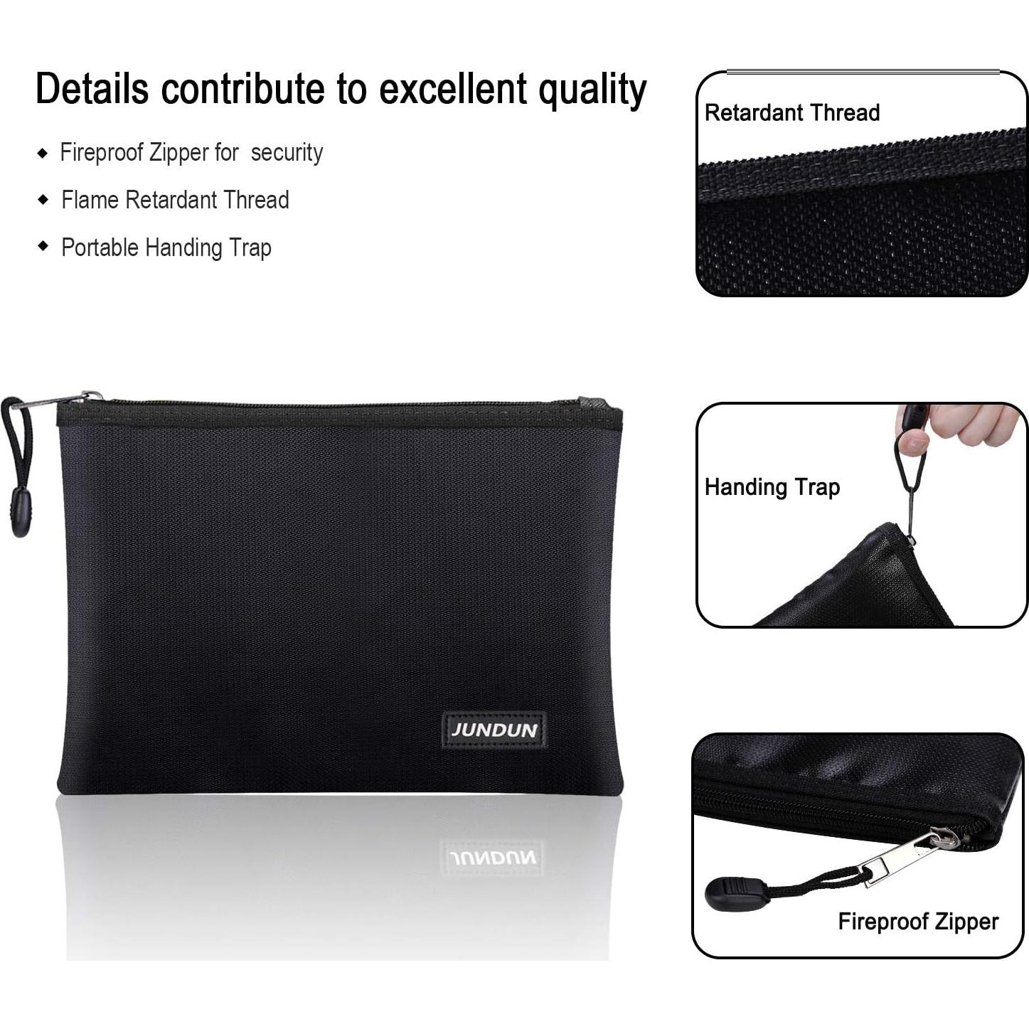 Bolsa de Documentos a Prueba de Fuego JUNDUN 36.1x25.4cm Negra