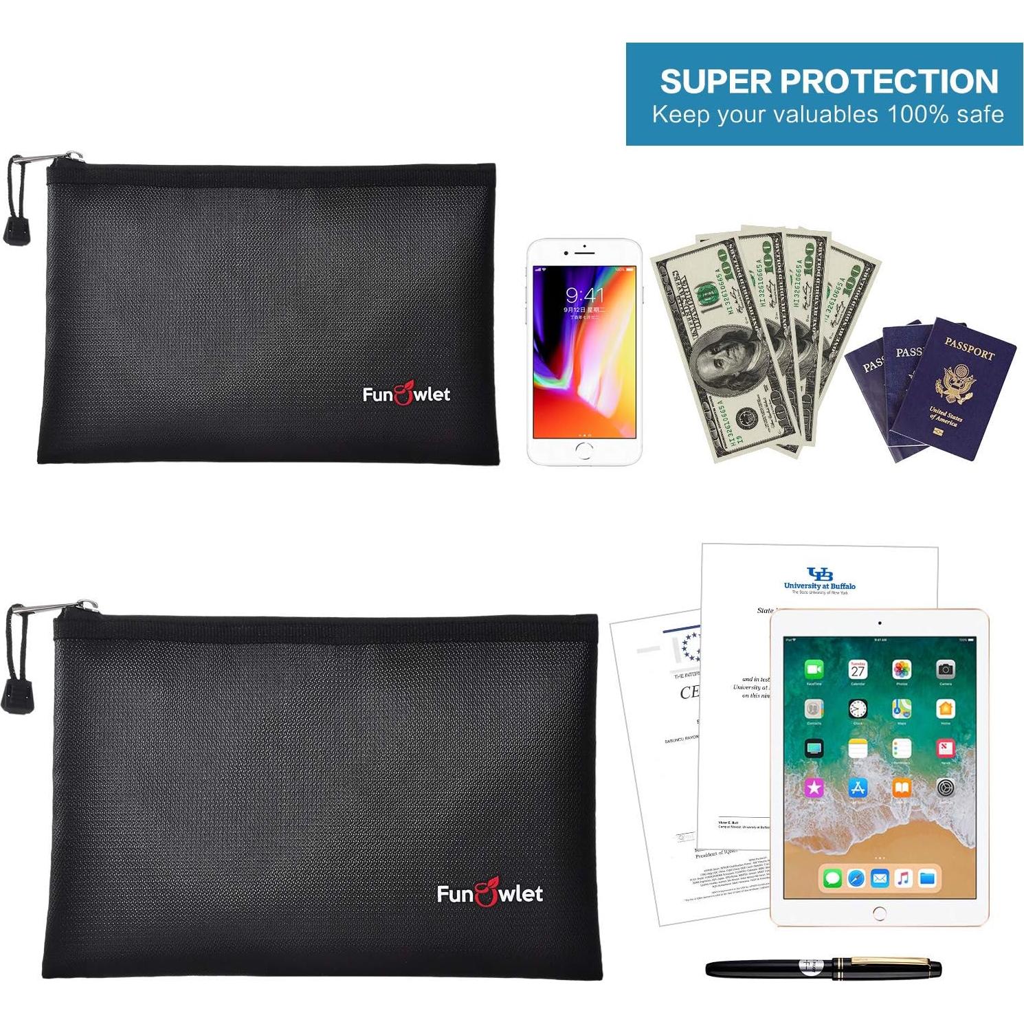 Bolsas de Documentos a Prueba de Fuego FunOwlet - 2 Piezas