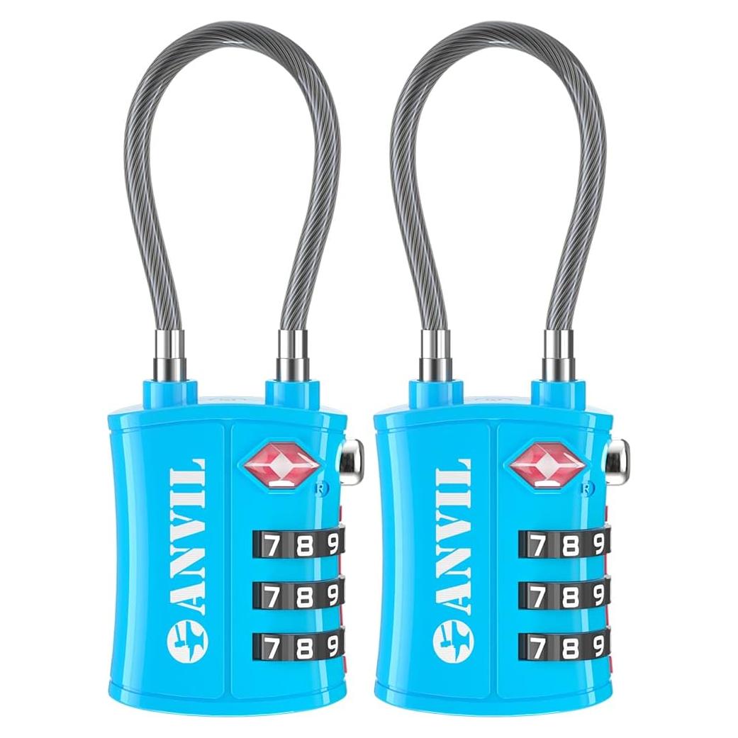 Candado TSA Anvil C108 Azul - Combinación 3 Dígitos para Equipaje