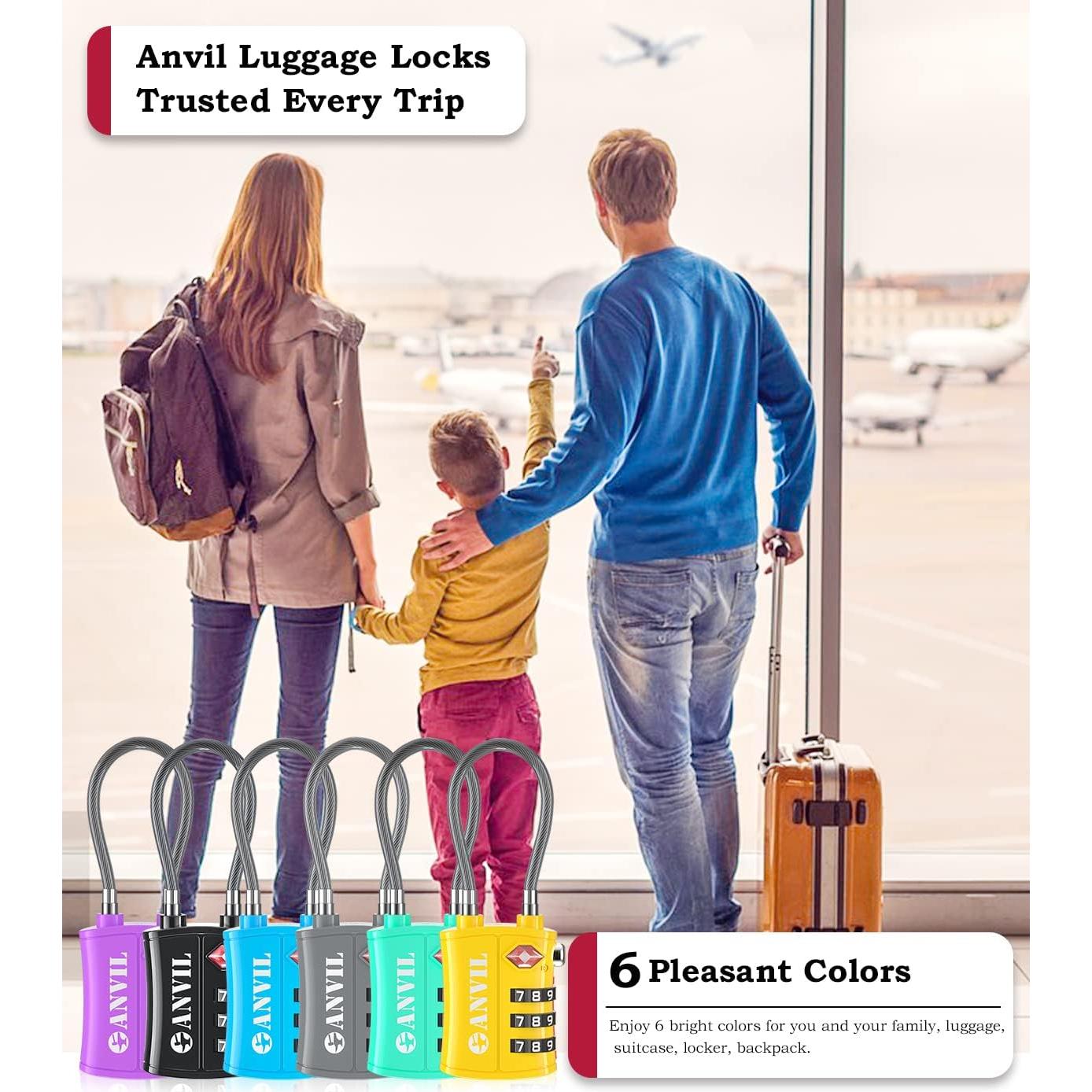 Candado TSA Anvil C108 Azul - Combinación 3 Dígitos para Equipaje