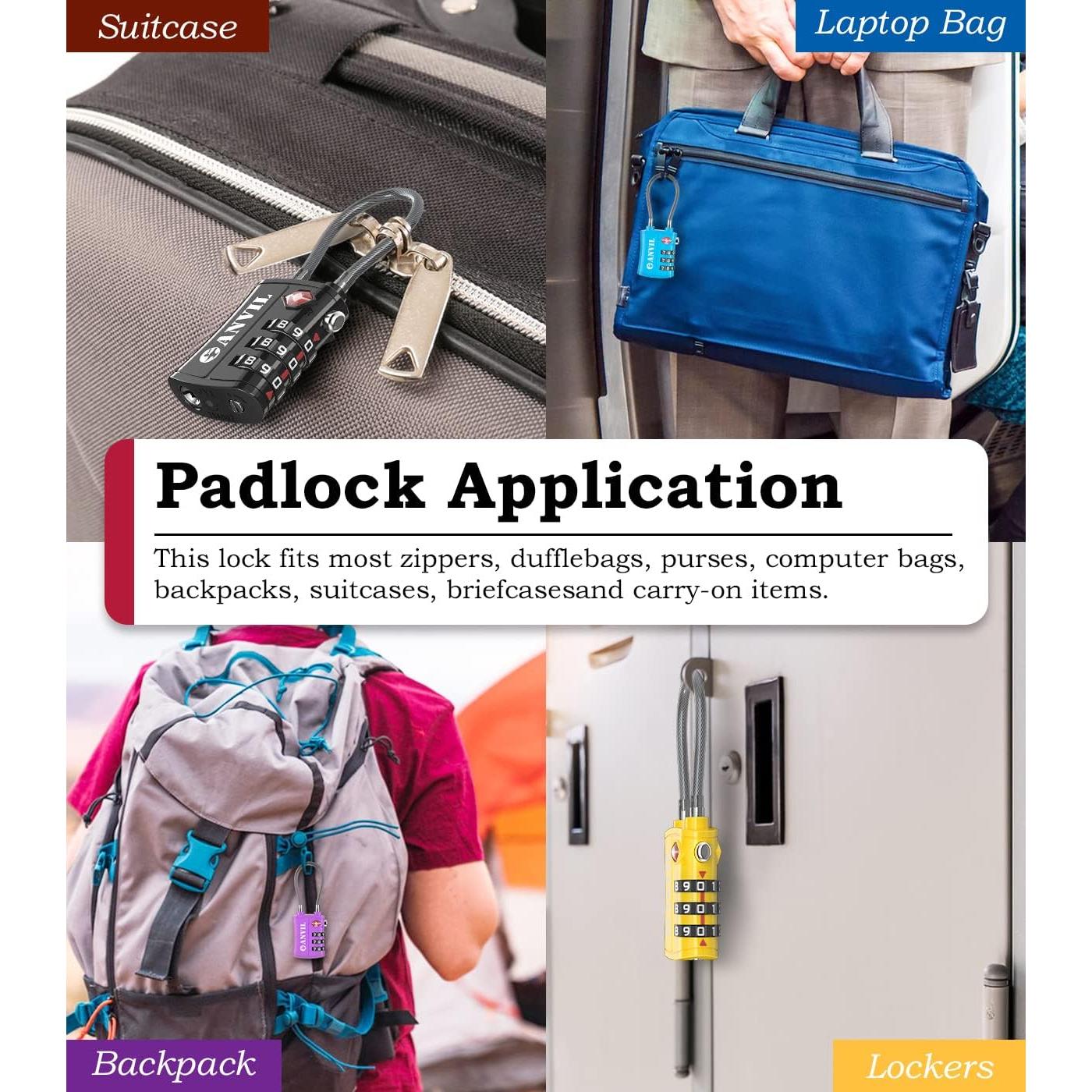 Candado TSA Anvil C108 Azul - Combinación 3 Dígitos para Equipaje