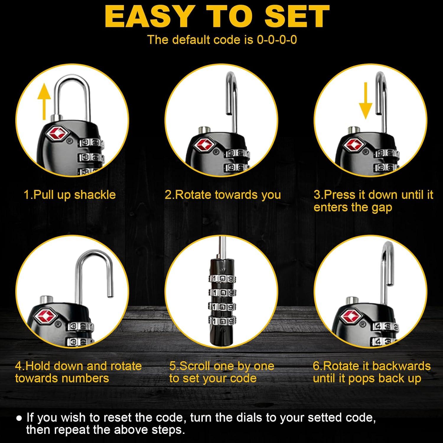 2 Candados de Combinación Aprobados por TSA LAFENLIN
