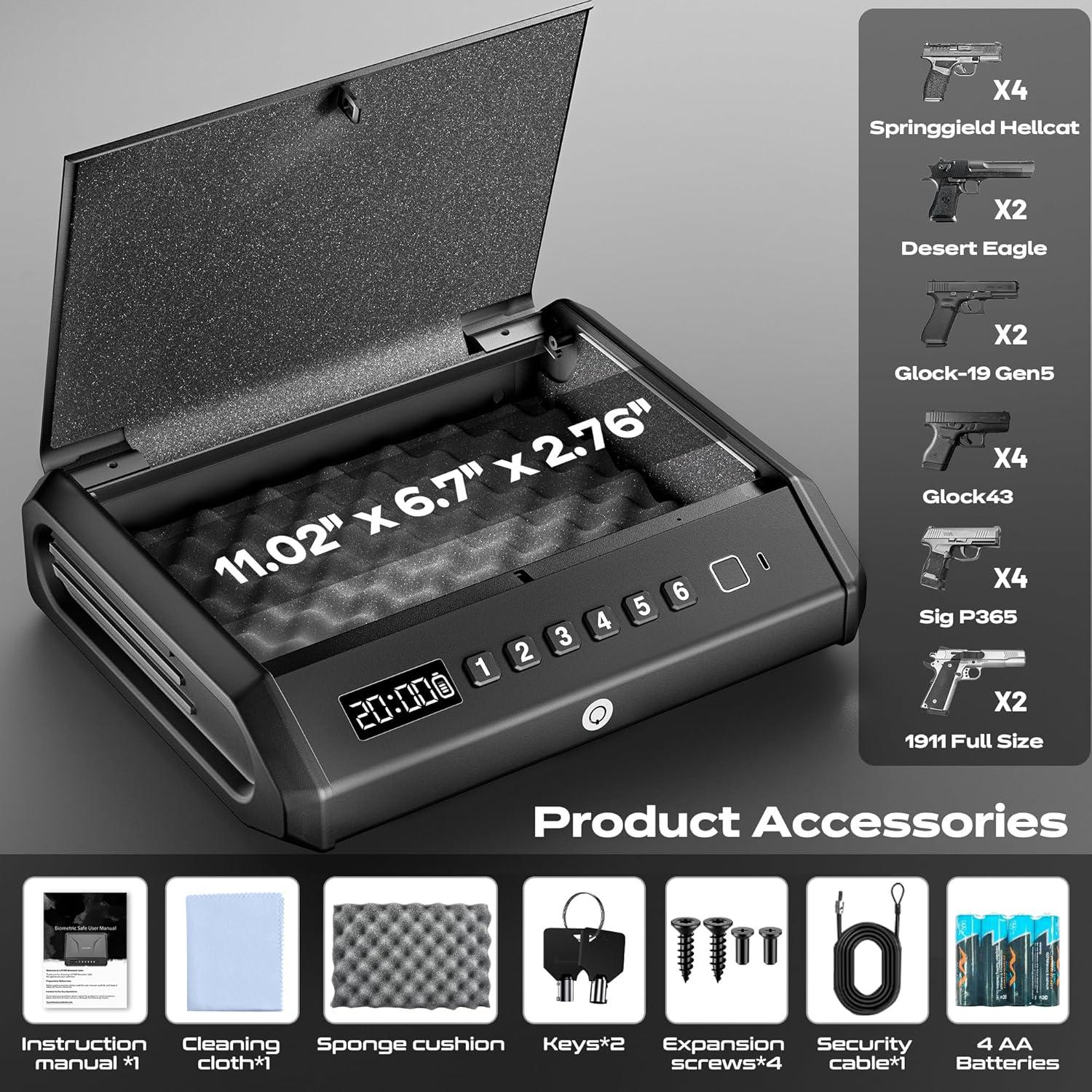 Caja Fuerte Biométrica TOPMEDA GS202-3 para 4 Pistolas