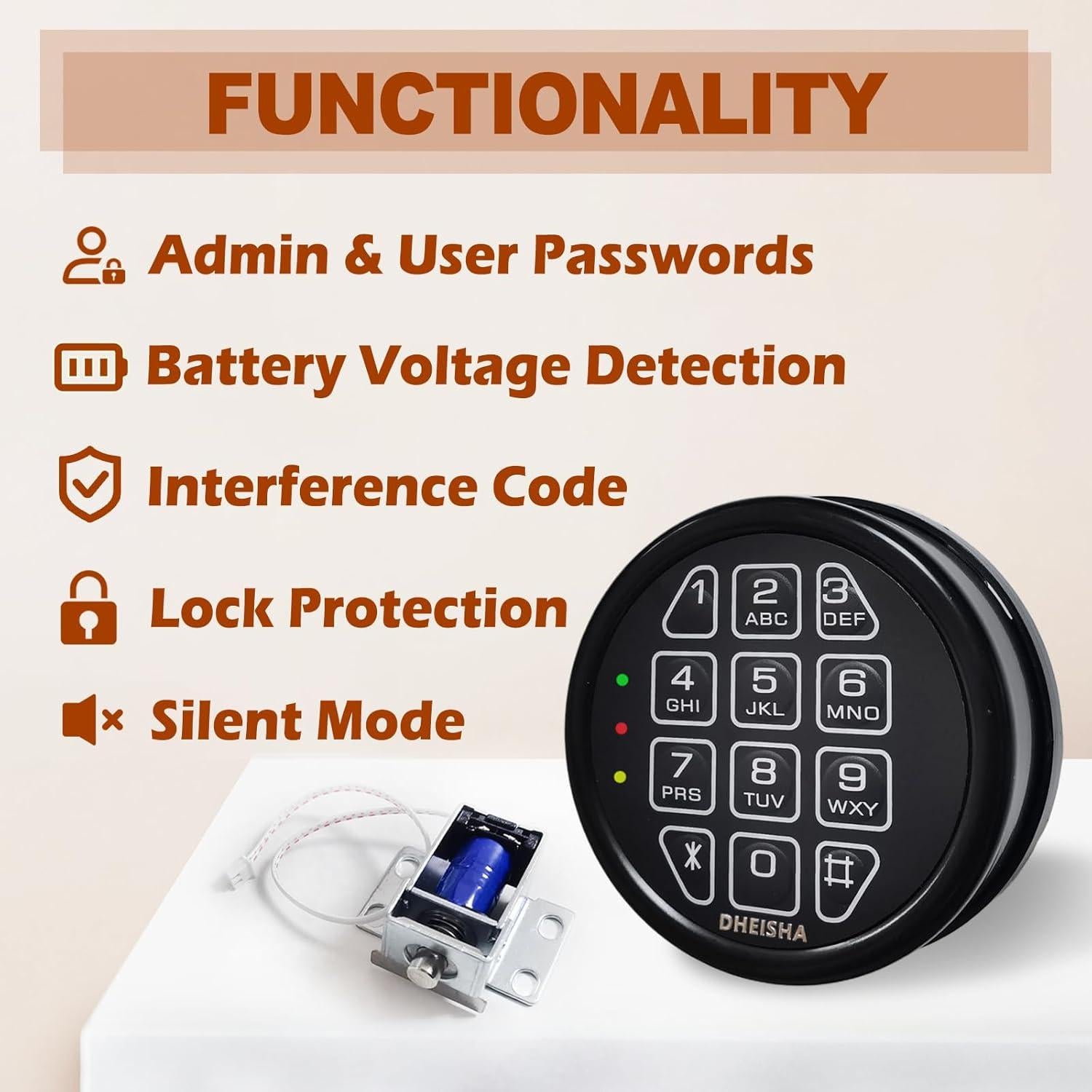 Cerradura Electrónica Solenoide DHEISHA con Teclado para Hogar