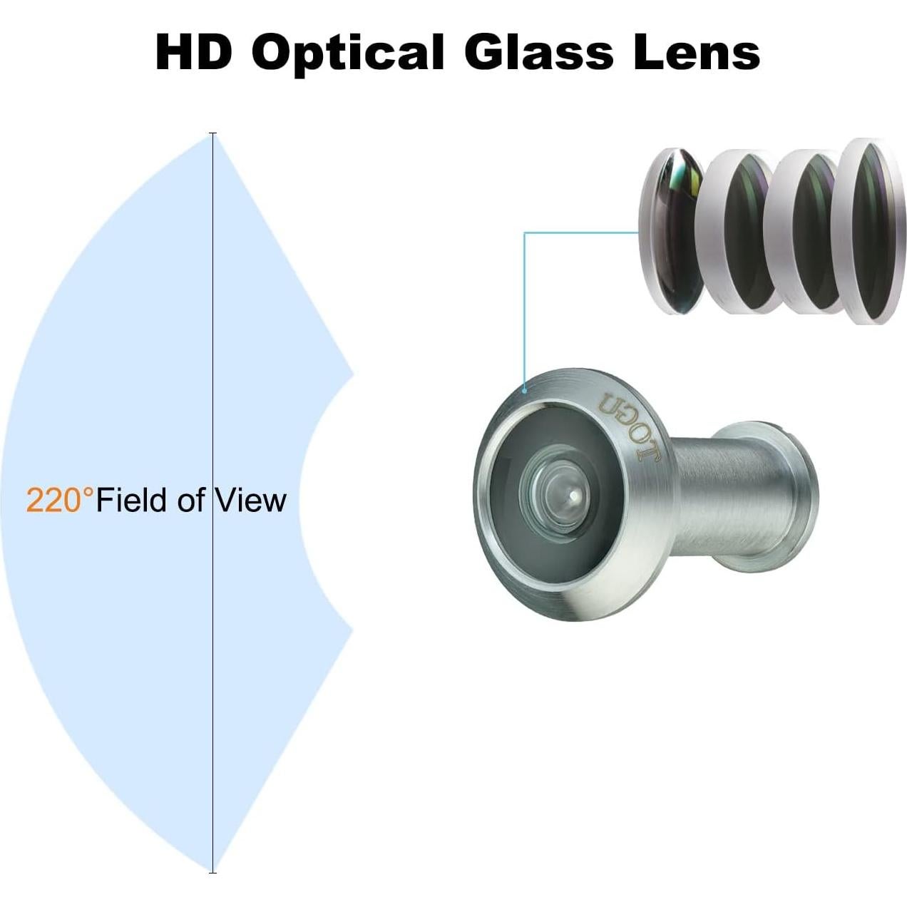 Visor de Puerta TOGU de Latón Sólido 220 Grados Niquel Satinado