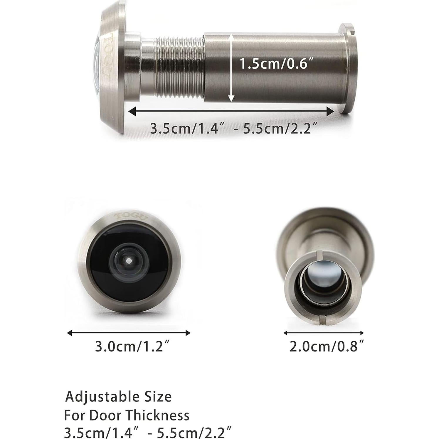 Visor de Puerta TOGU de Latón Sólido 220 Grados Niquel Satinado