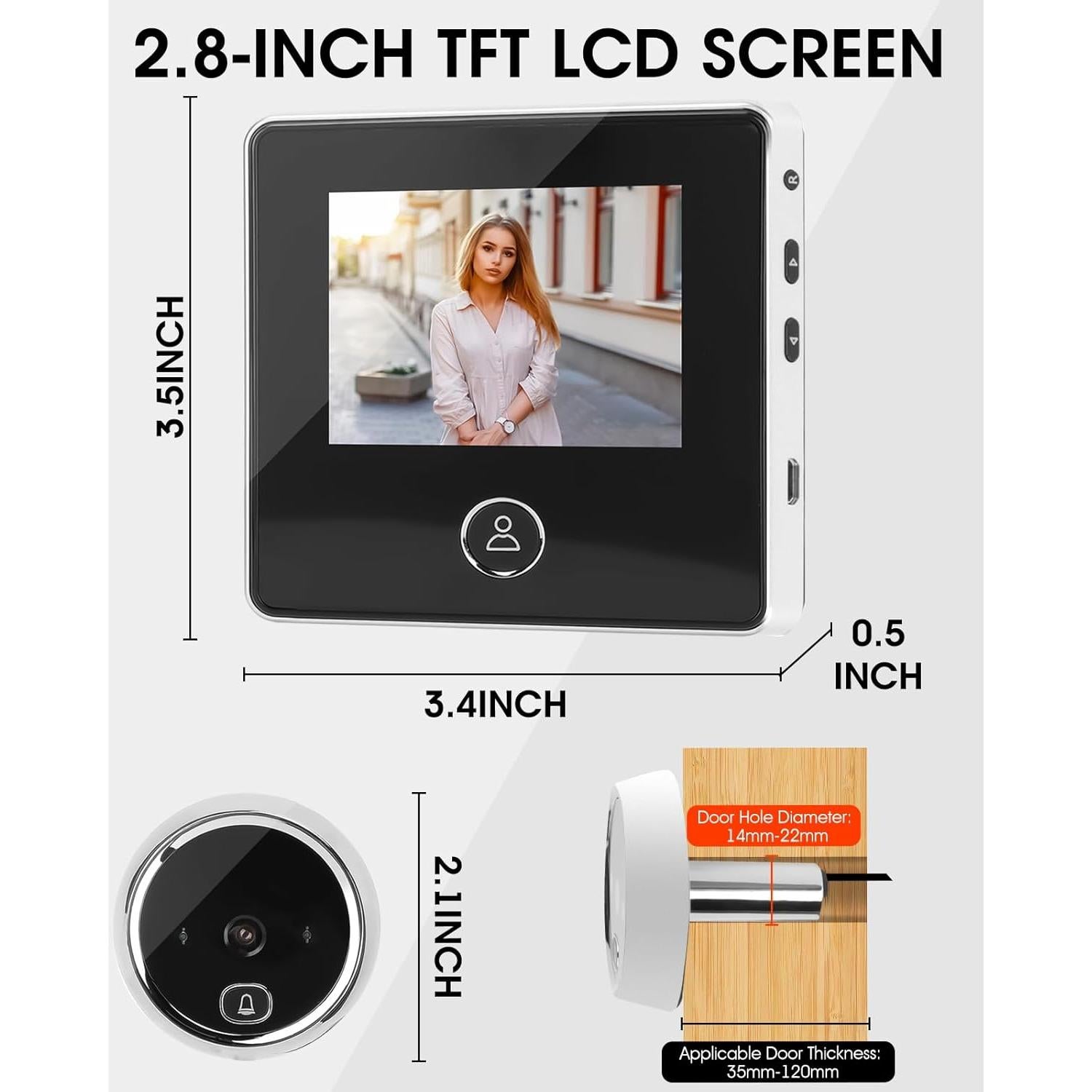 Cámara Digital de Mirilla Irosiy 2.8" HD Infrarroja 90°