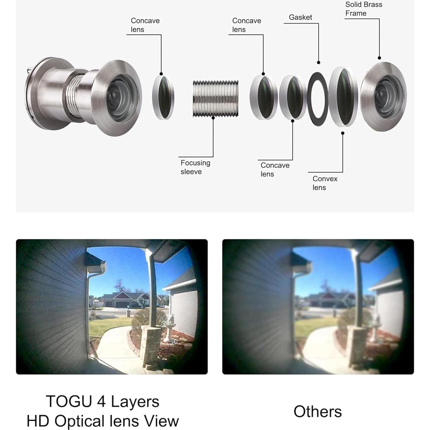 Mirilla de Puerta TOGU 3828 Bronce Extra Grande 220°