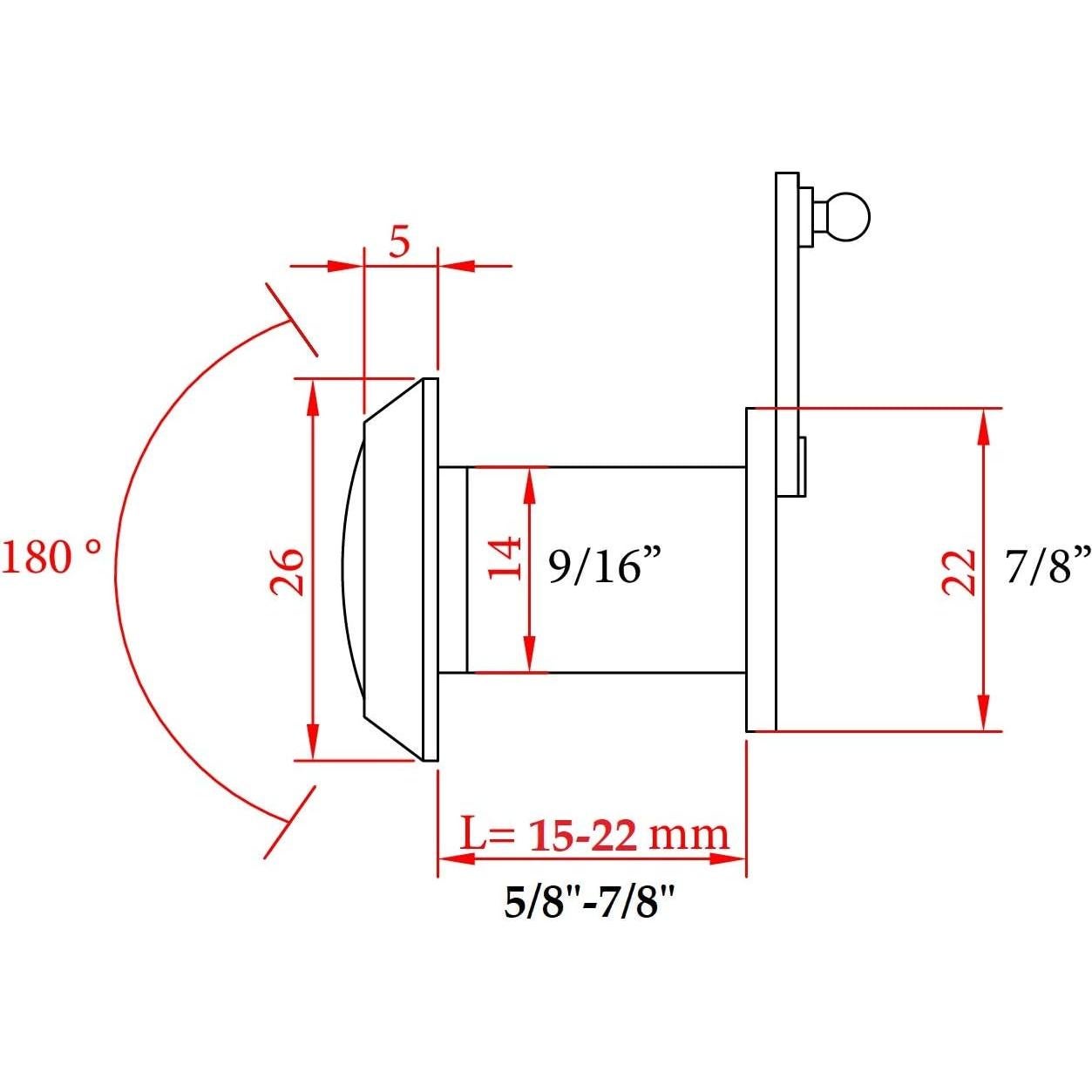 Mirador de Puerta Latón 5/8" y 7/8" - Alta Seguridad