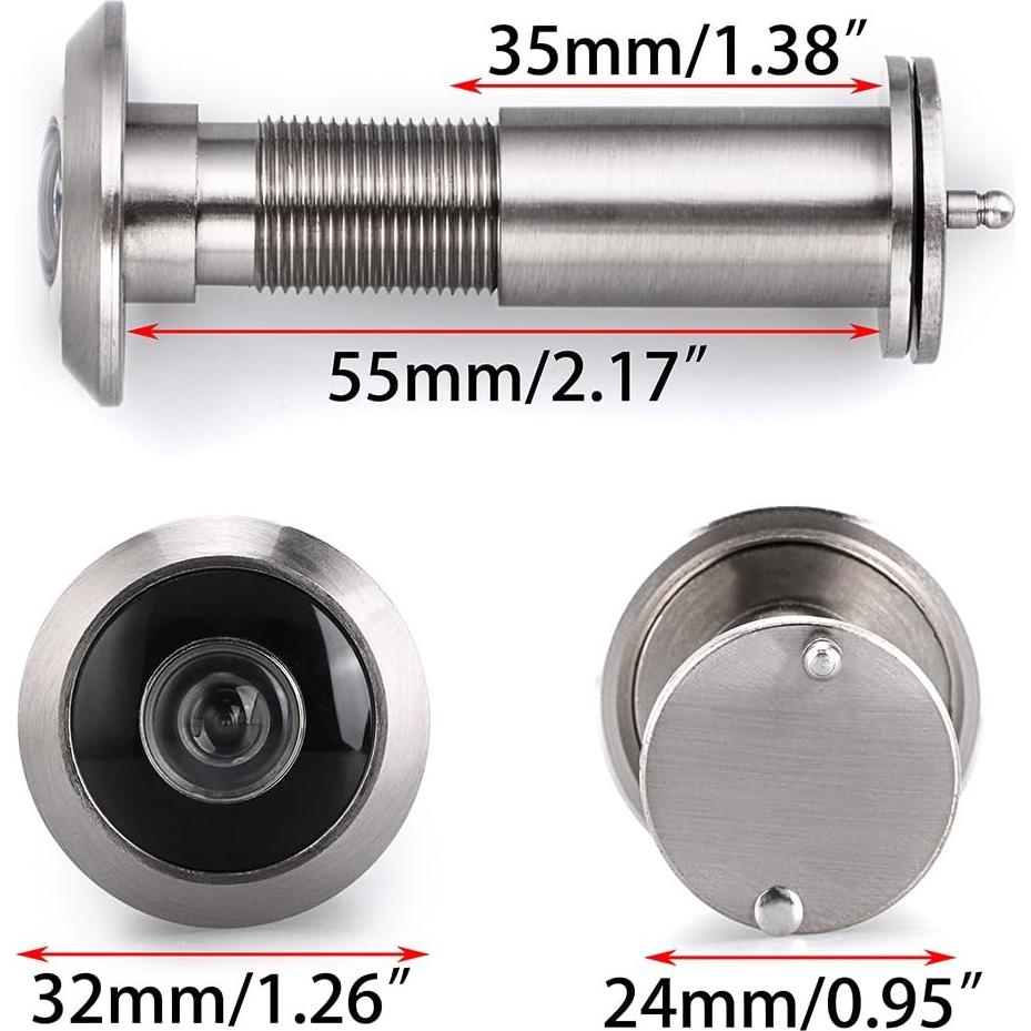 Visor de puerta Sumnacon 220° latón sólido 2 Pcs plata