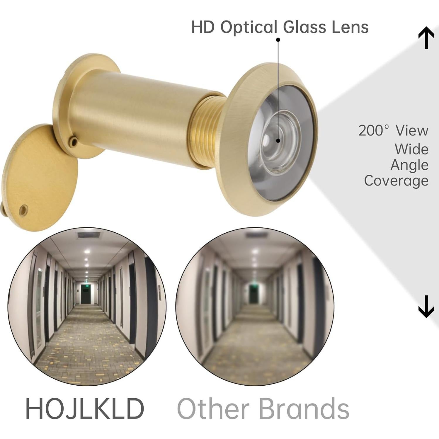 Mirador de Puerta Dorado HOJLKLD 200 Grados con Broca 16mm