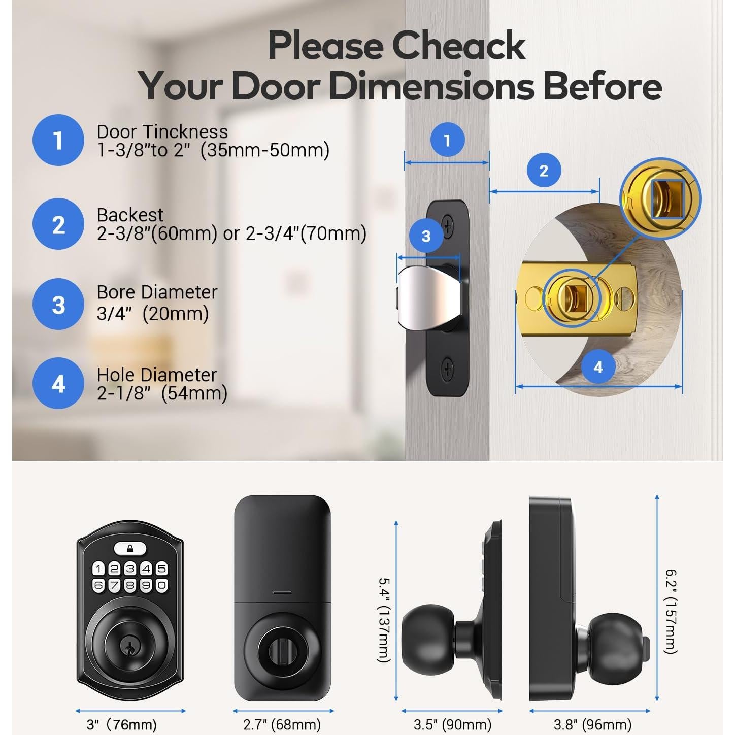 Cerradura Inteligente TEEHO TE003 con Teclado y Manija Negra