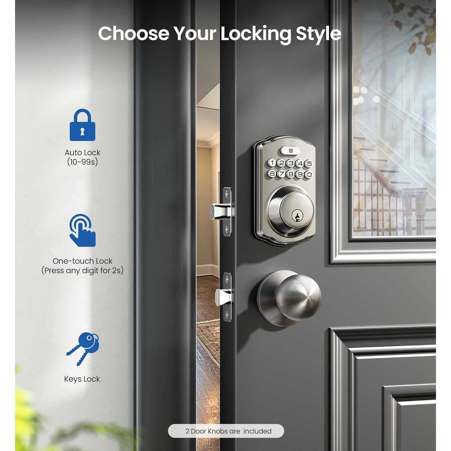 Cerradura Electrónica Veise KS01C con Teclado y 2 Perillas