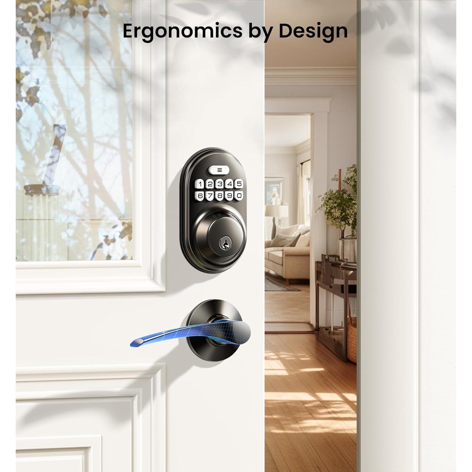 Cerradura Electrónica Veise RZ-C con Teclado y Manijas - Negro Mate