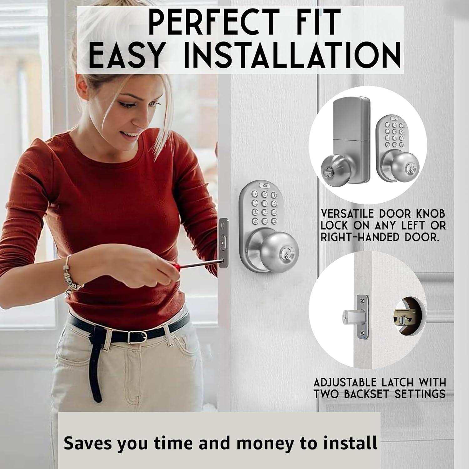 Cerradura Digital MiLocks TKK-02SN con Teclado Electrónico, Níquel Satinado