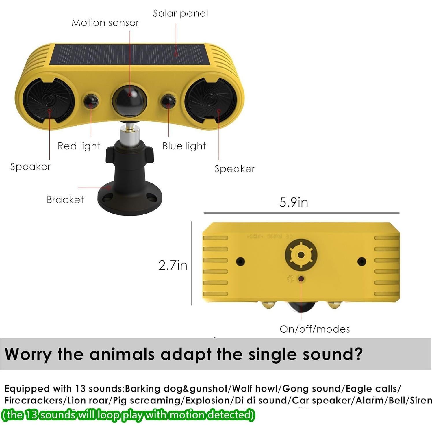 Alarma de Movimiento Solar HULPPRE - 4 Modos y 13 Sonidos