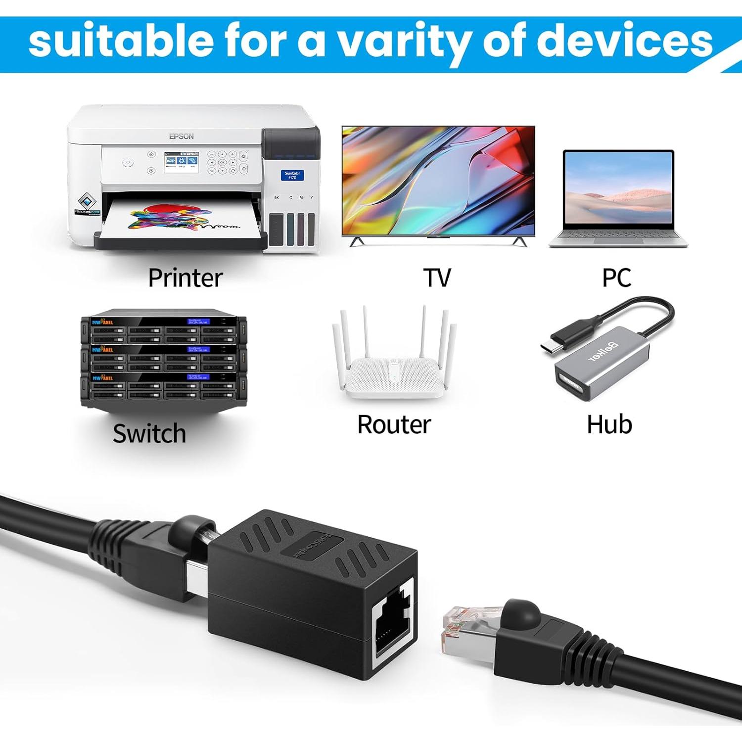 Acoplador Ethernet RJ45 Hembra a Hembra Cat7/Cat6/Cat5e - Paquete de 8