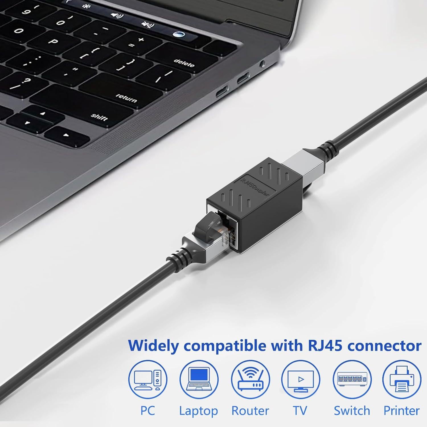 Acoplador Ethernet Jadaol RJ45 Hembra a Hembra 1000Mbps Negro