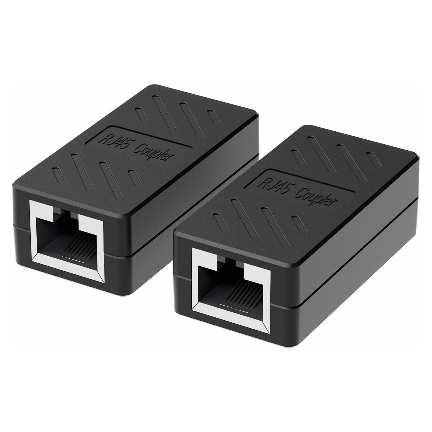 Acoplador RJ45 Dingsun Hembra a Hembra Cat7/Cat6/Cat5e 2Pack Negro